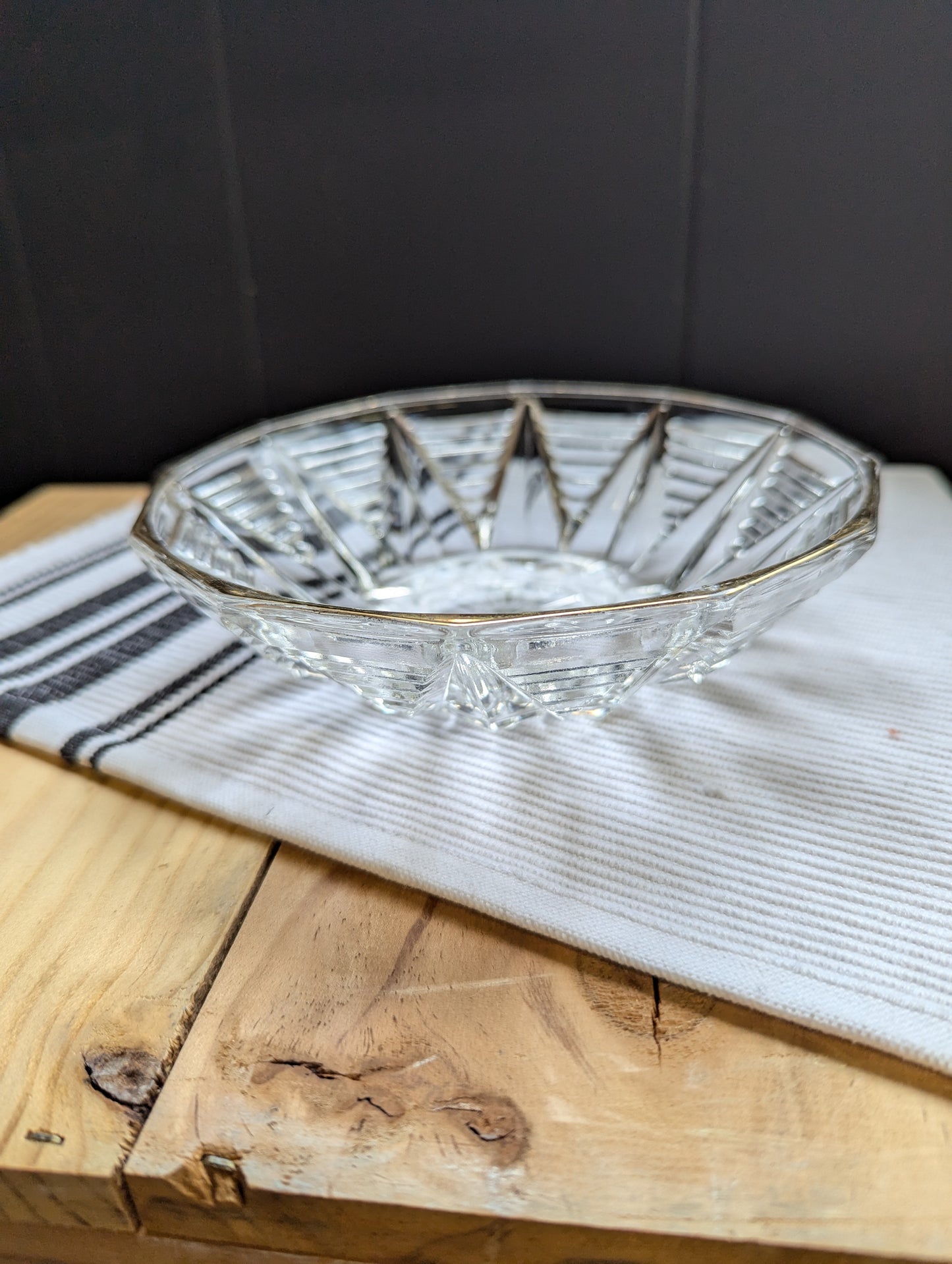 Anchor Hocking #158 Pressed Glass Bowl with Gold Rim
