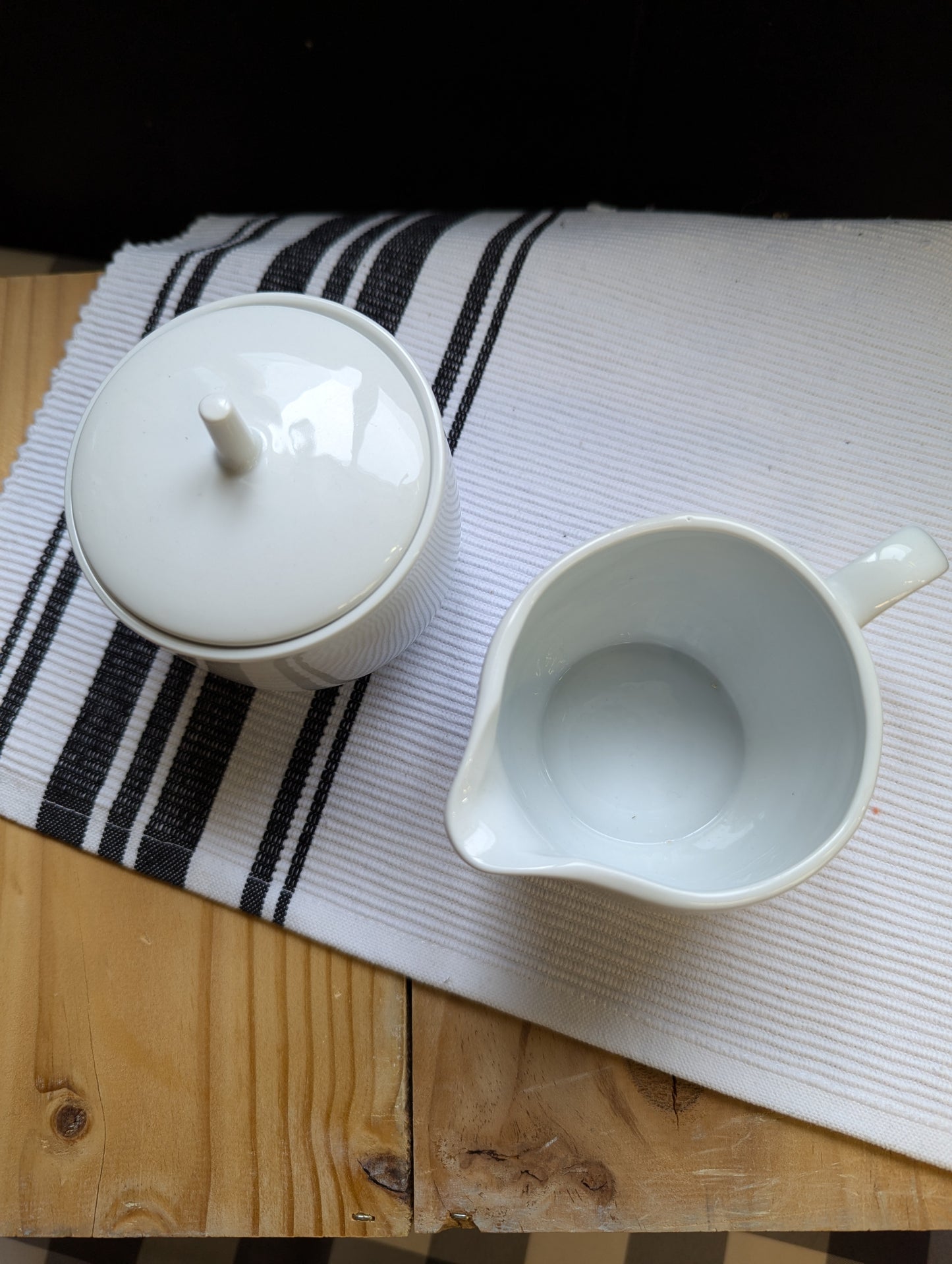 White Cream and Sugar Serving Dishes
