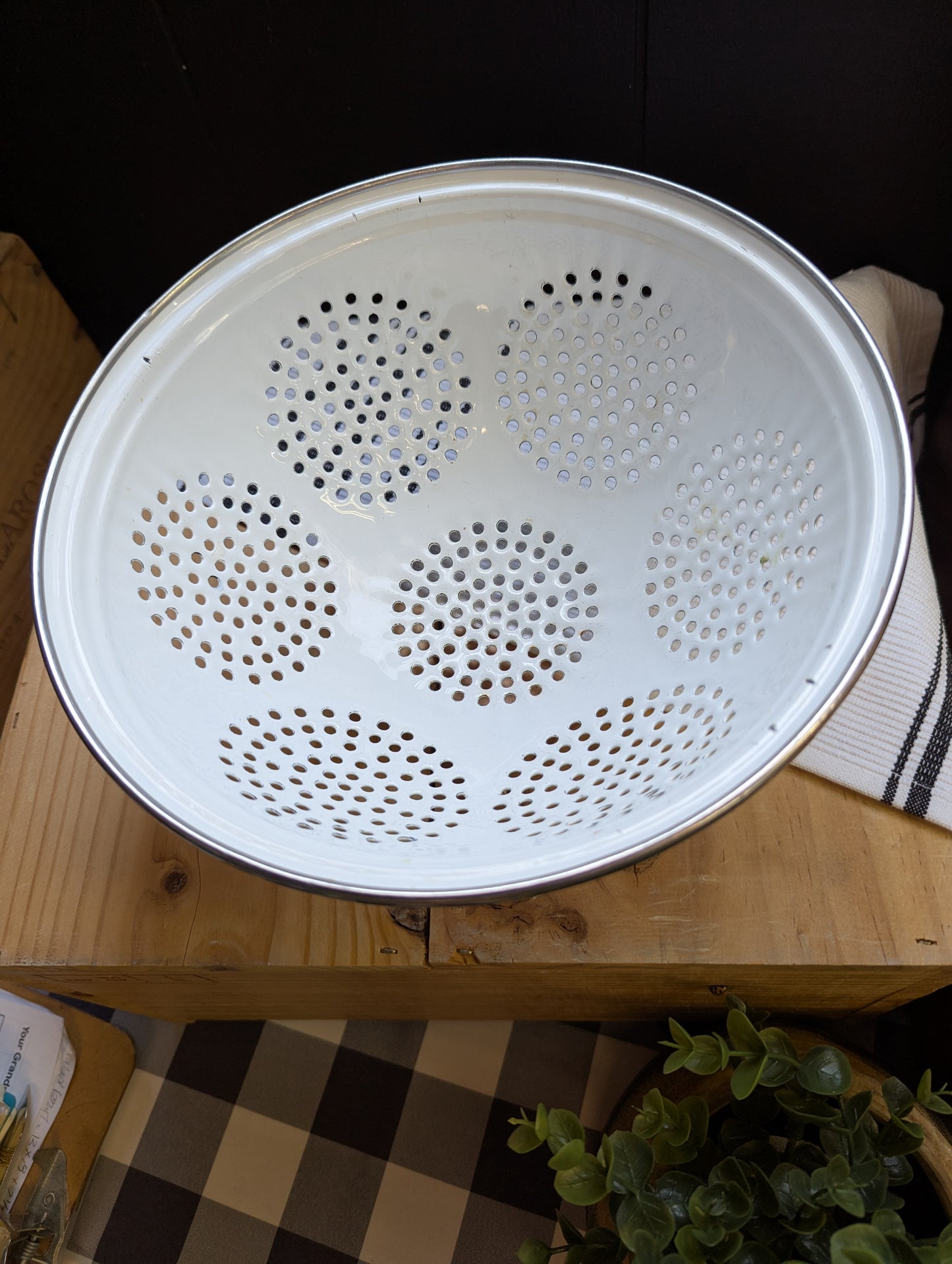 White Enamel Colander