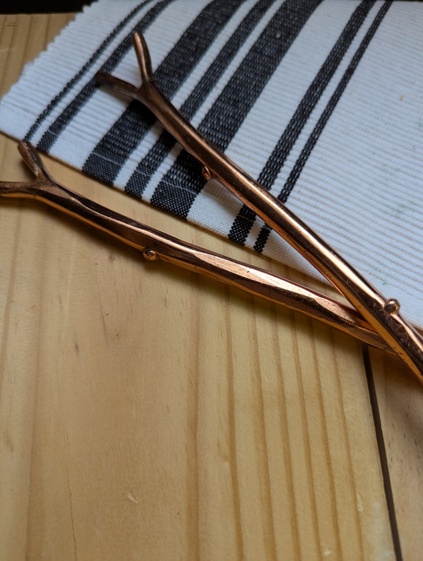 Rose Gold Salad Servers with Twig Styled Handles