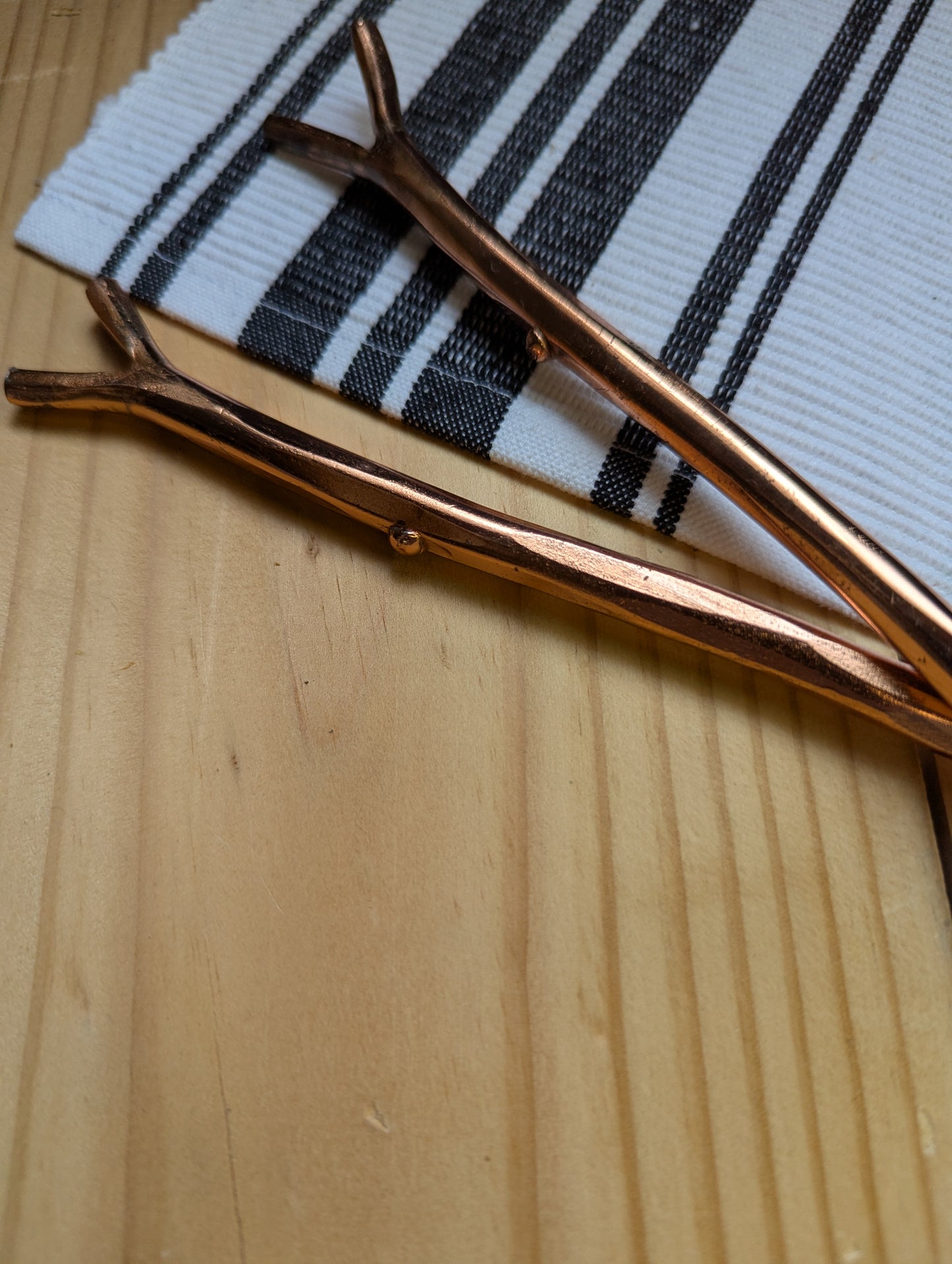 Rose Gold Salad Servers with Twig Styled Handles