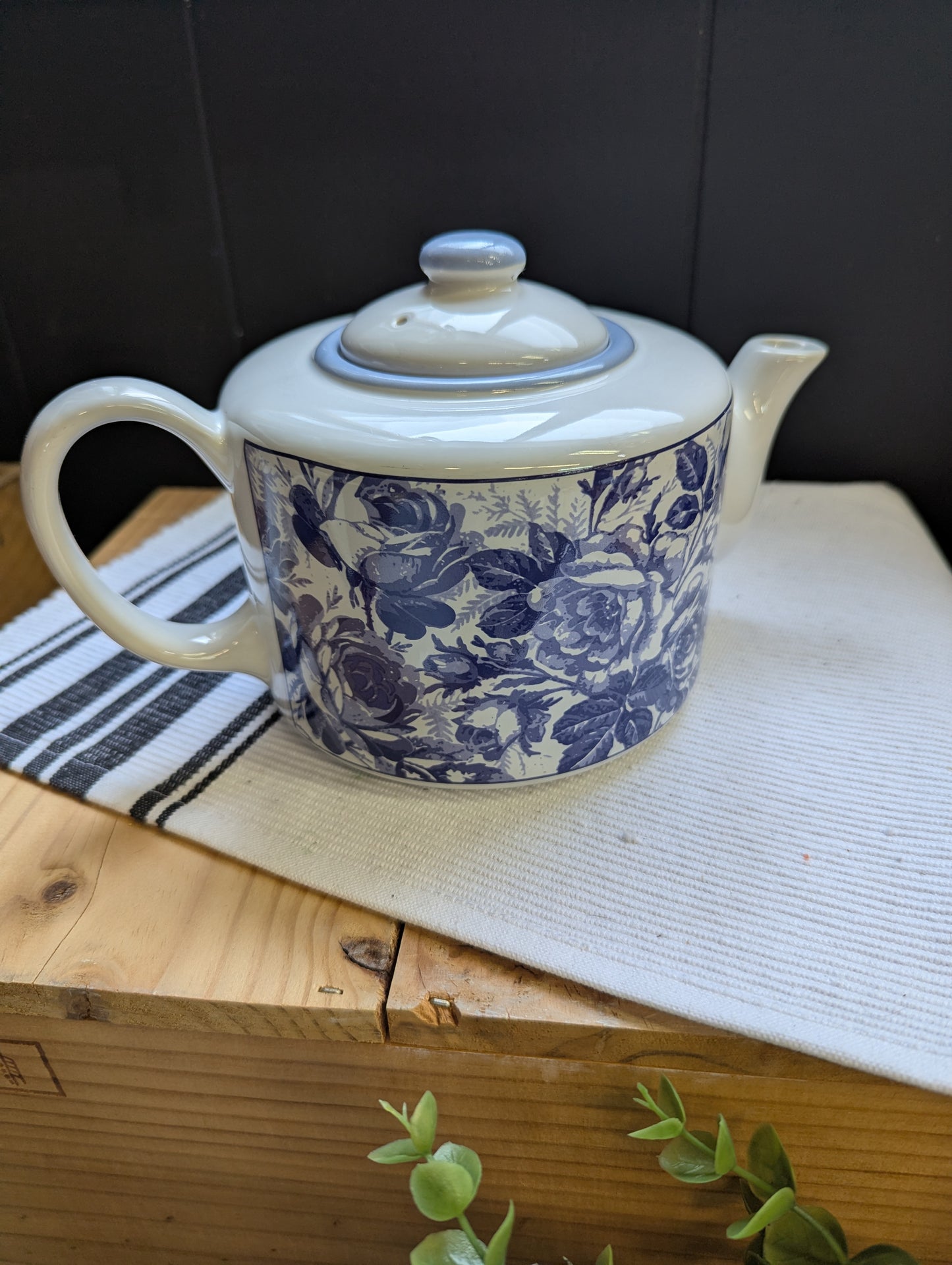 Teapot With Blue Roses