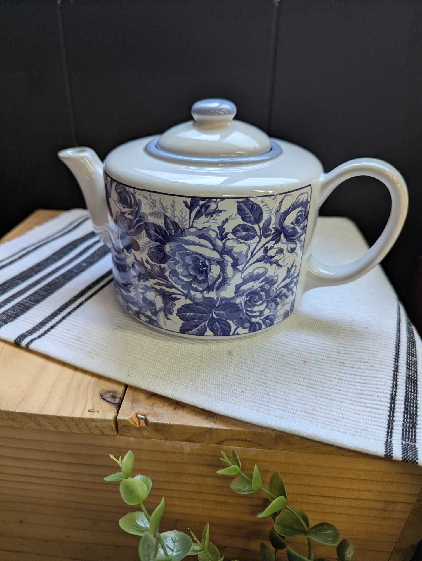 Teapot With Blue Roses