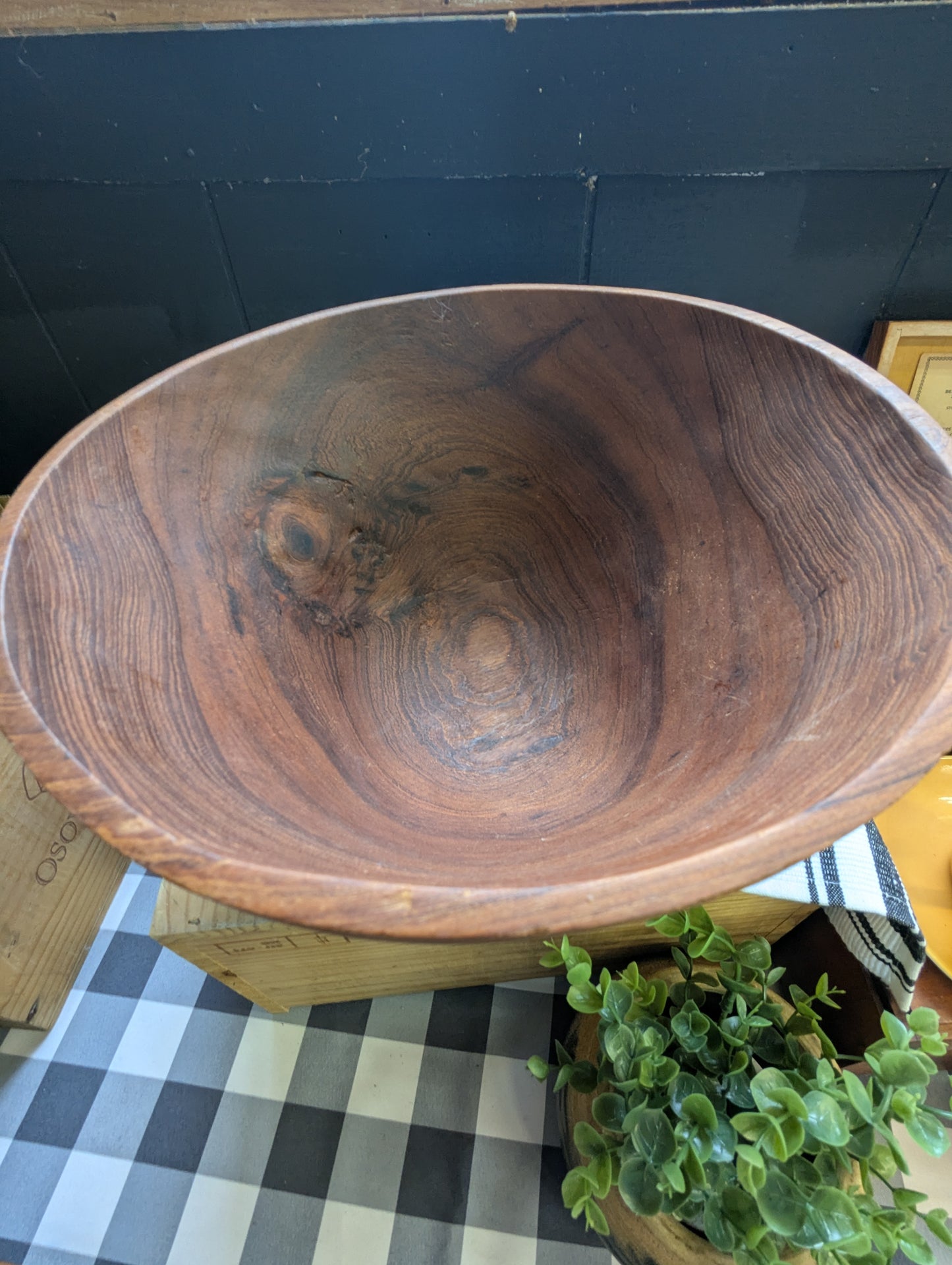 Rustic Teak Salad Bowl With Five Serving Bowls