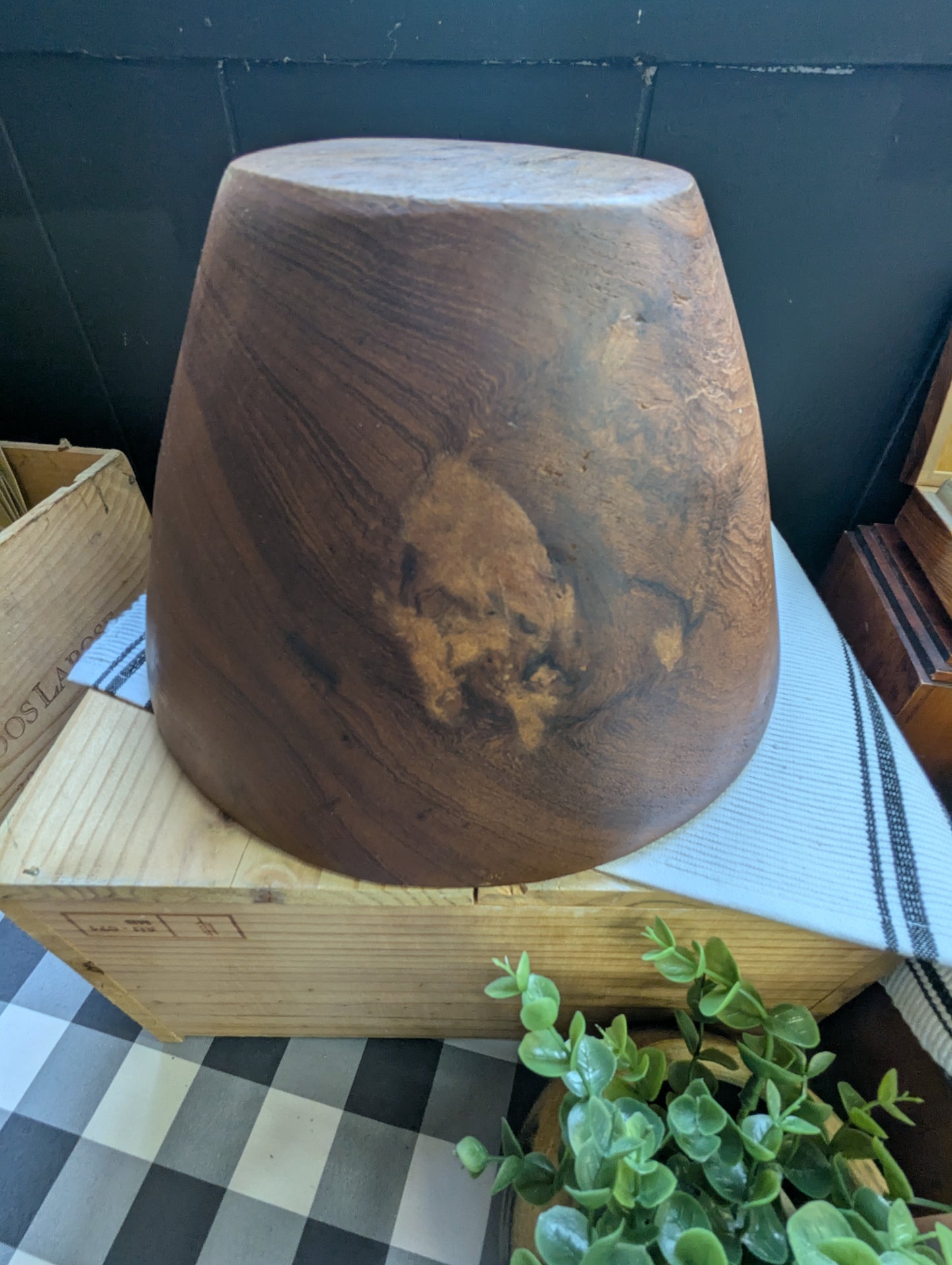 Rustic Teak Salad Bowl With Five Serving Bowls