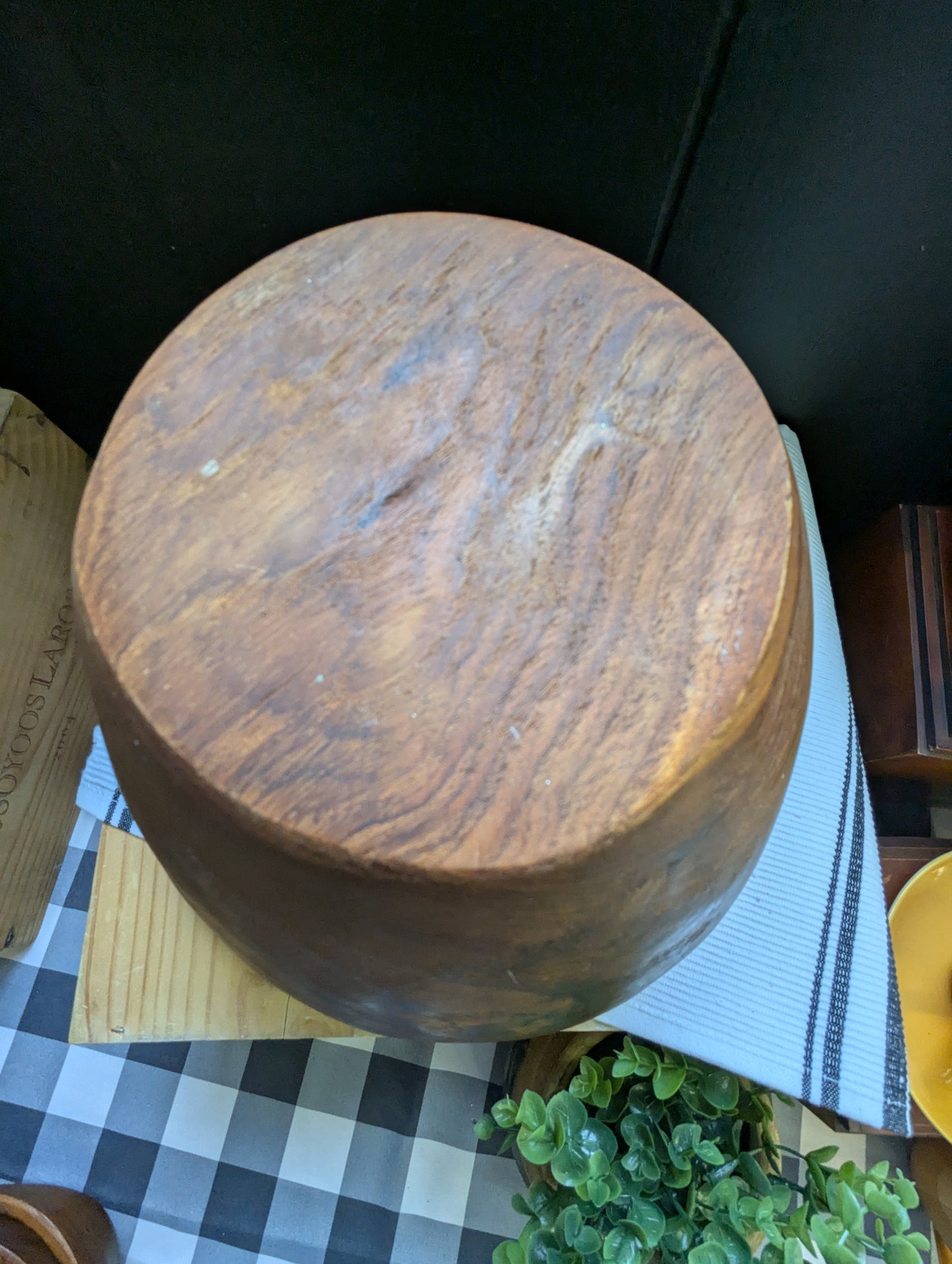 Rustic Teak Salad Bowl With Five Serving Bowls