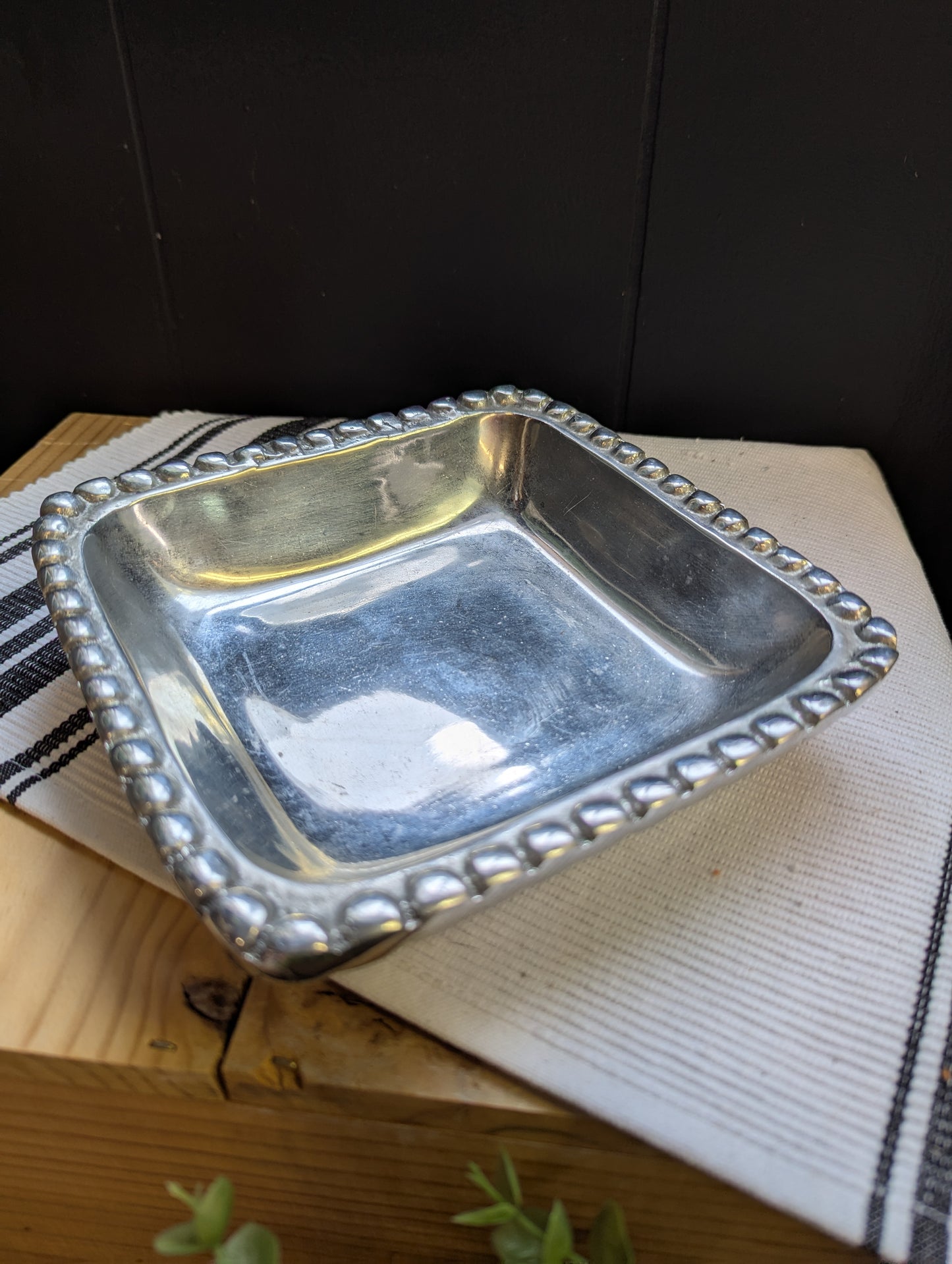 Square Trinket Dish with Hobnail Detail