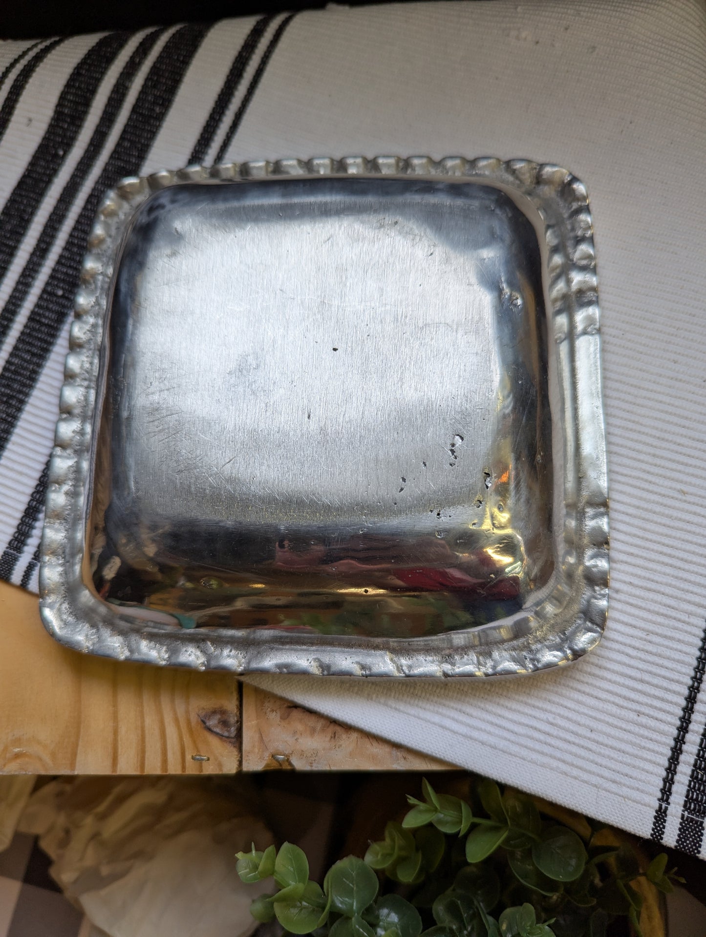 Square Trinket Dish with Hobnail Detail