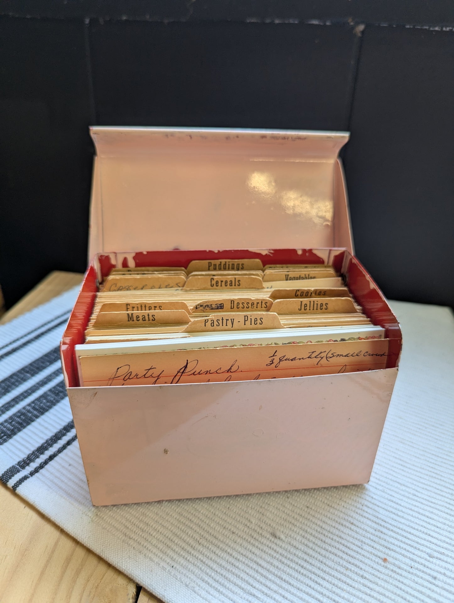 Vintage Recipe Box with Handwritten Recipe Cards