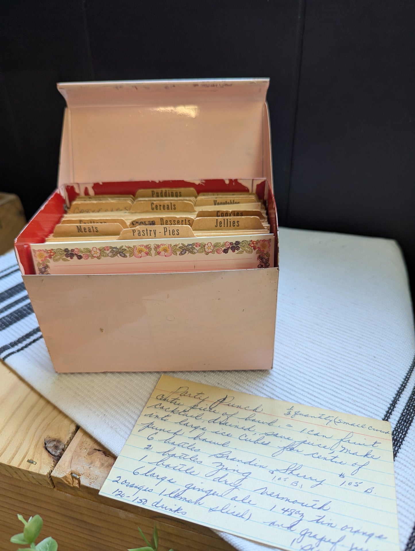 Vintage Recipe Box with Handwritten Recipe Cards