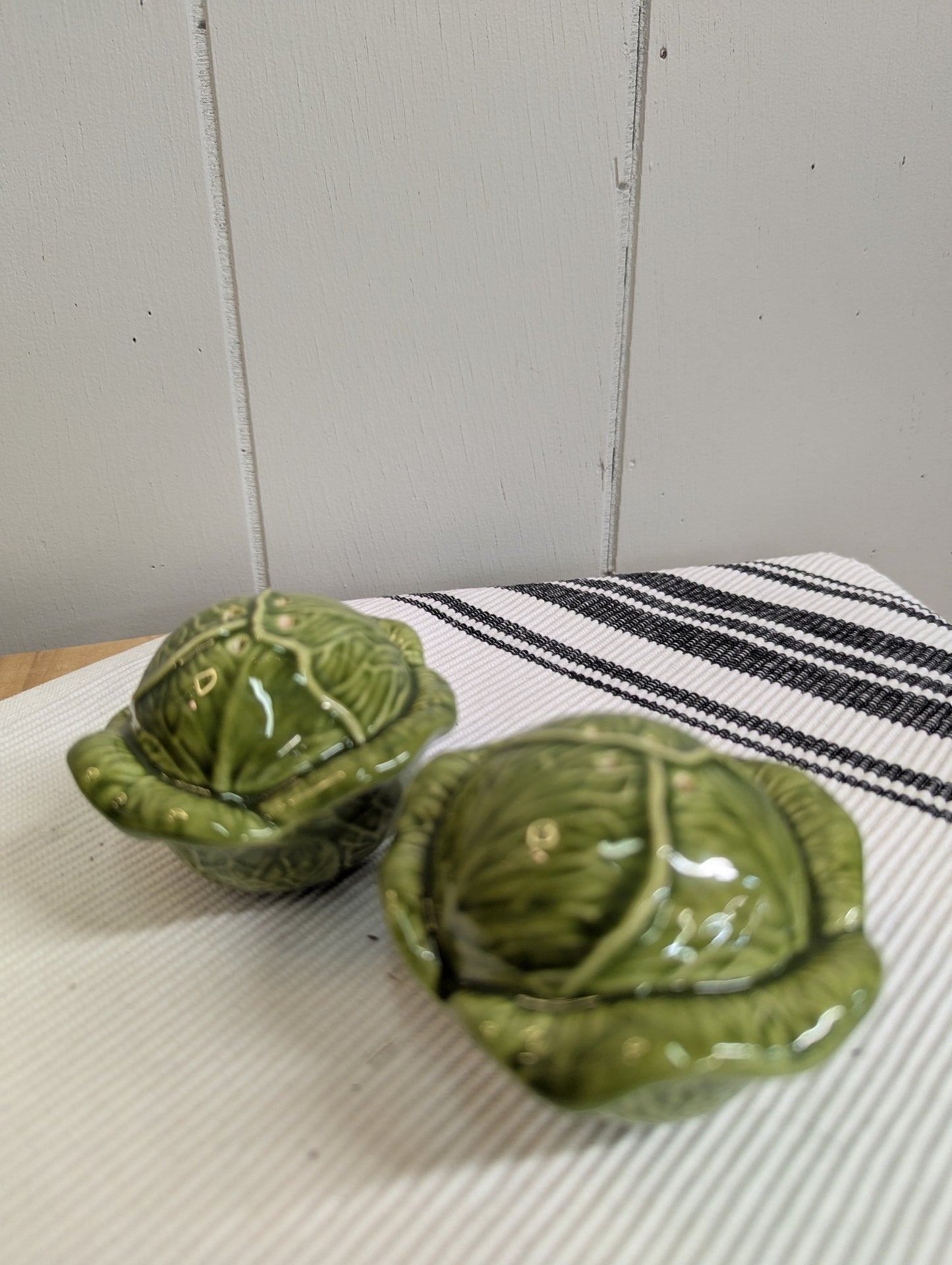 Holland Mold Cabbage Majolica Salt and Pepper Shakers