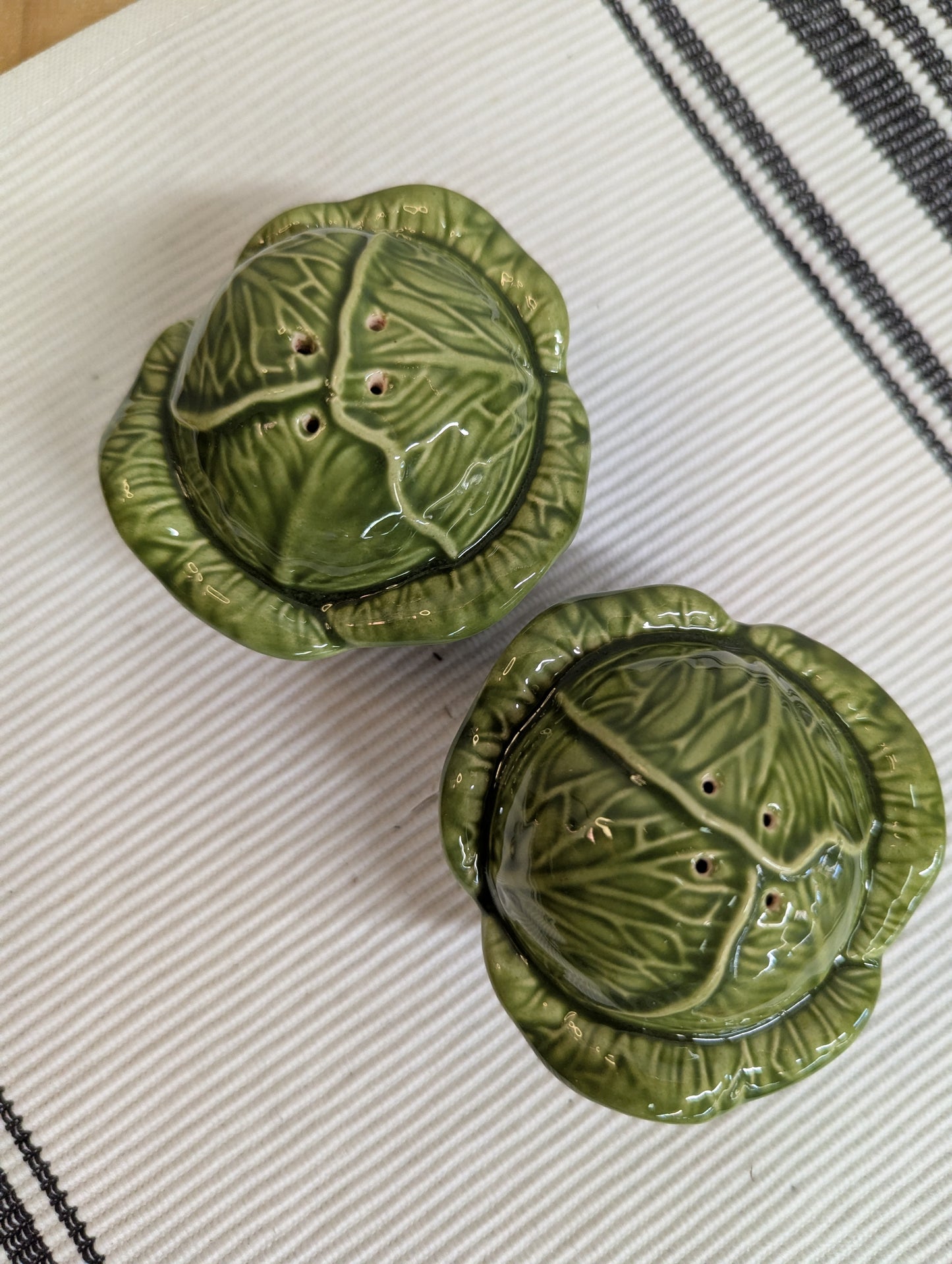 Holland Mold Cabbage Majolica Salt and Pepper Shakers