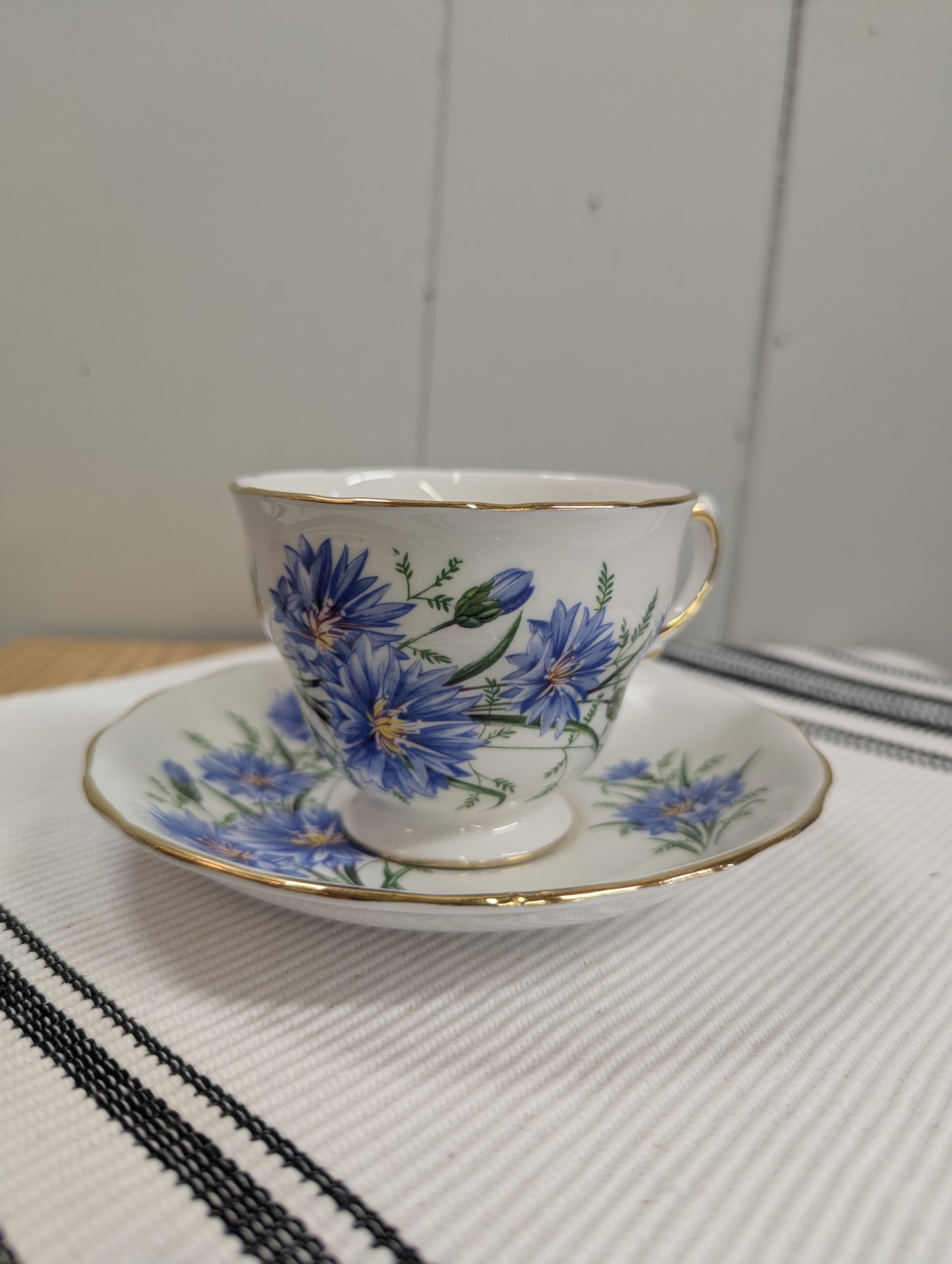 Royal Vale Bachelor Button Teacup and Saucer