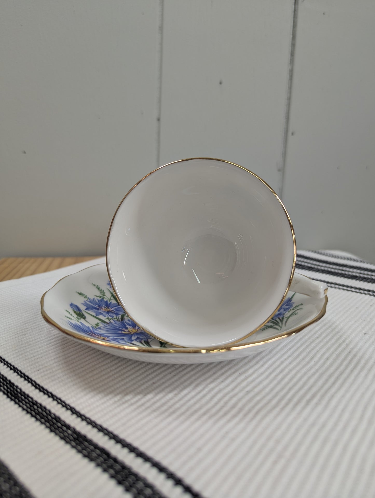 Royal Vale Bachelor Button Teacup and Saucer