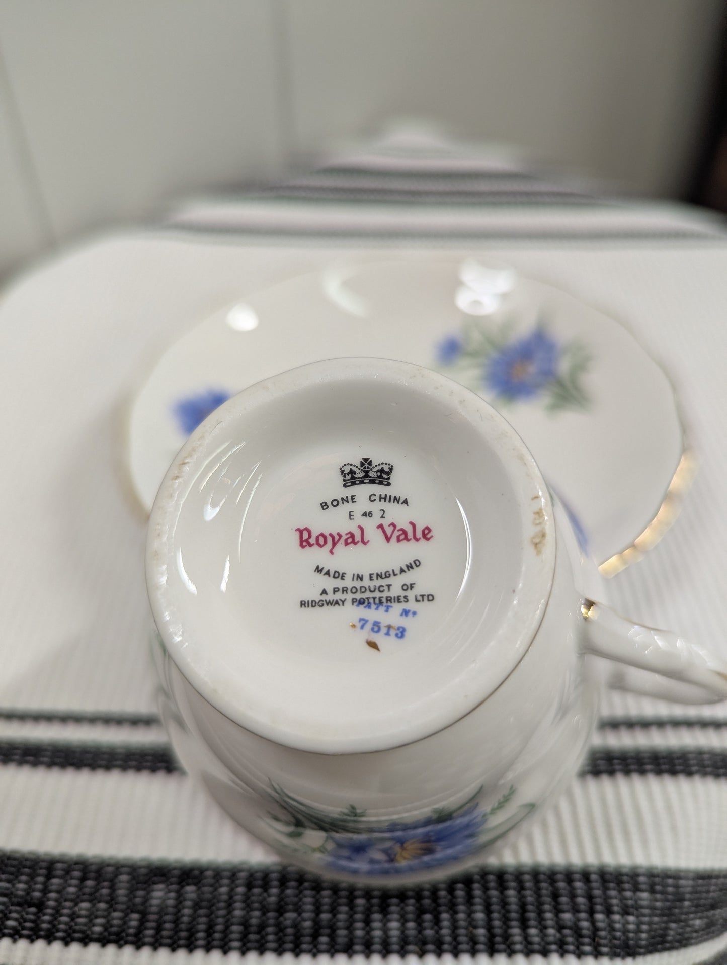 Royal Vale Bachelor Button Teacup and Saucer