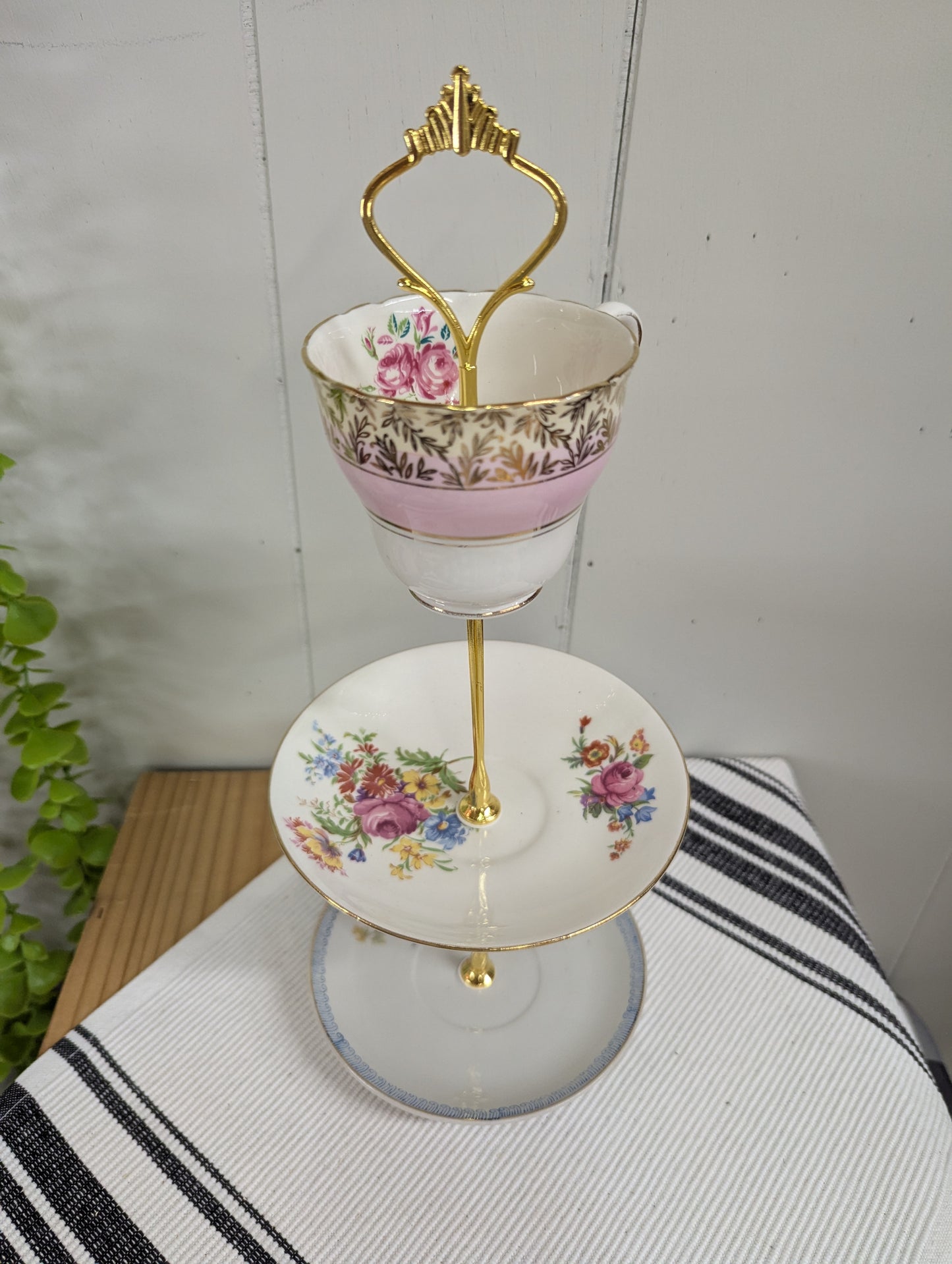 Upcycled Mix and Match Teacup and Saucers Tidbit Tray