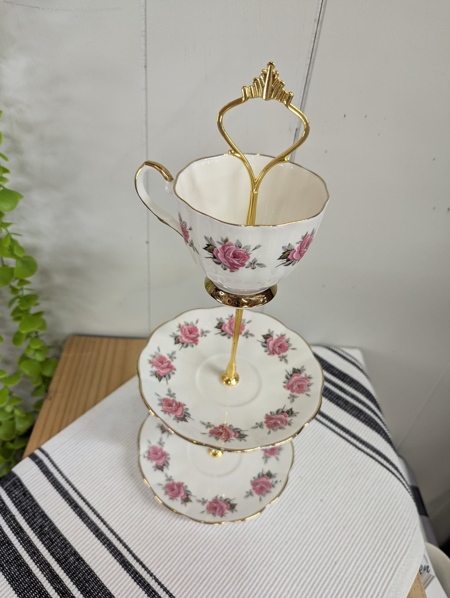 Upcycled Stratford Teacup Saucers Tidbit Tray