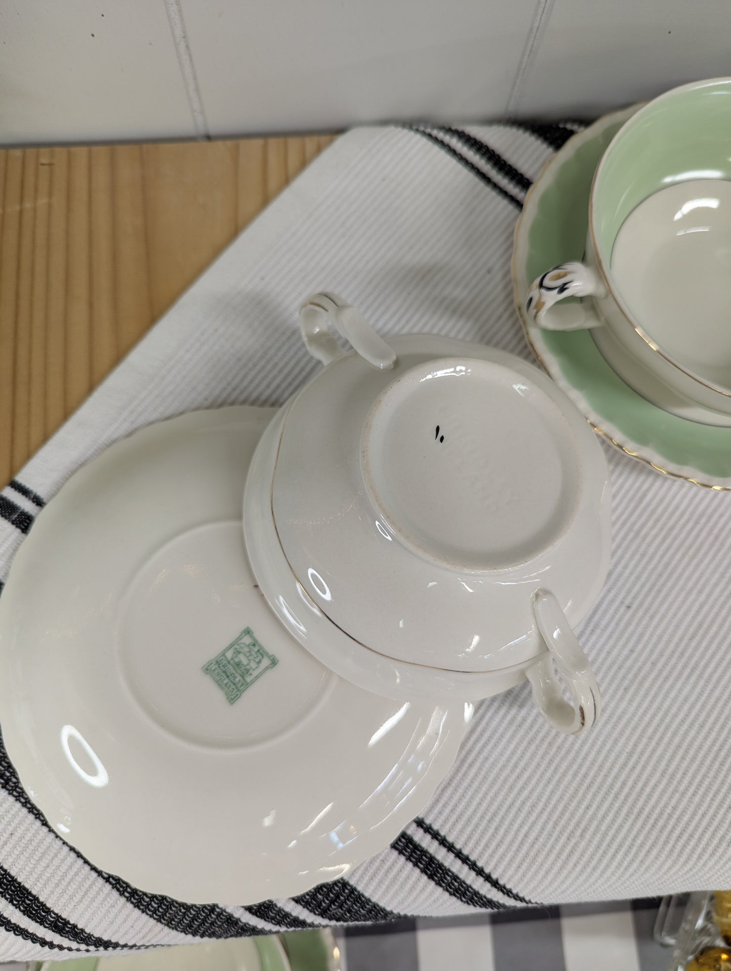 Set of Four Soup Bowls and Saucers