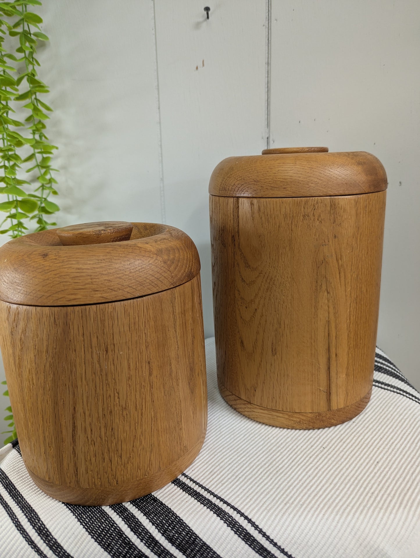 Pair of Solid Wood Canisters