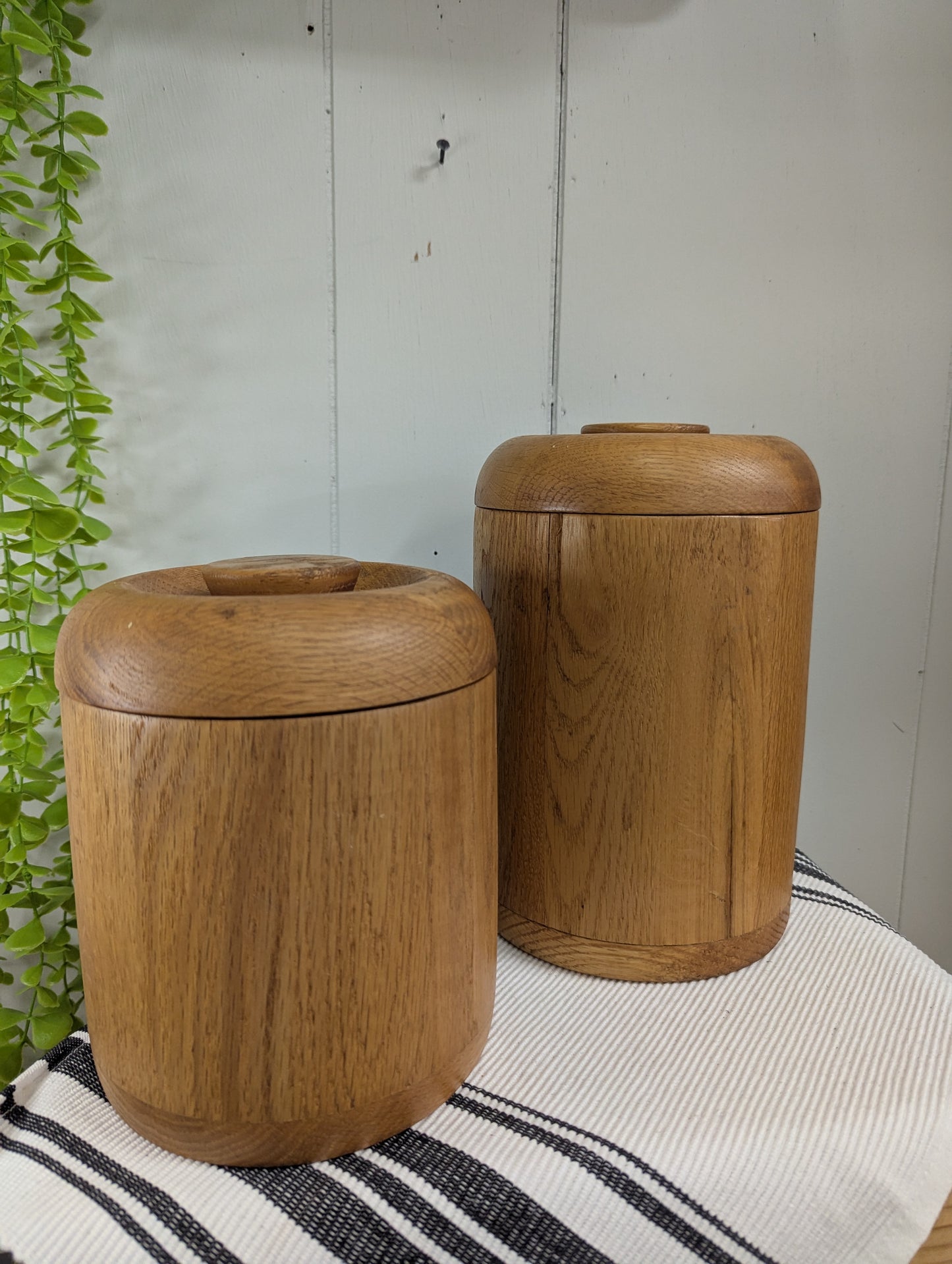 Pair of Solid Wood Canisters
