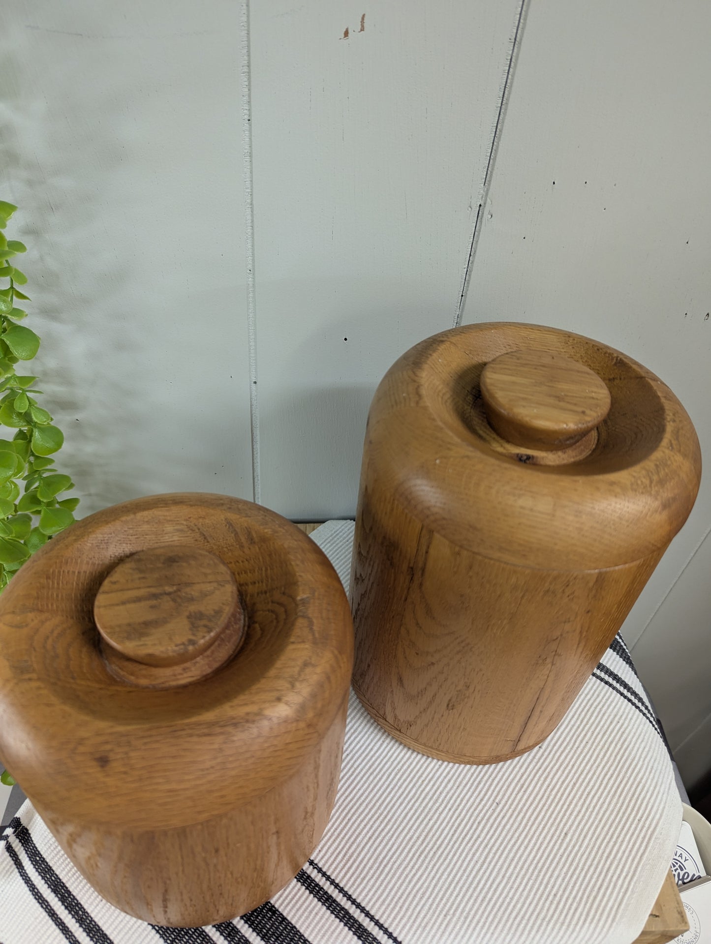 Pair of Solid Wood Canisters