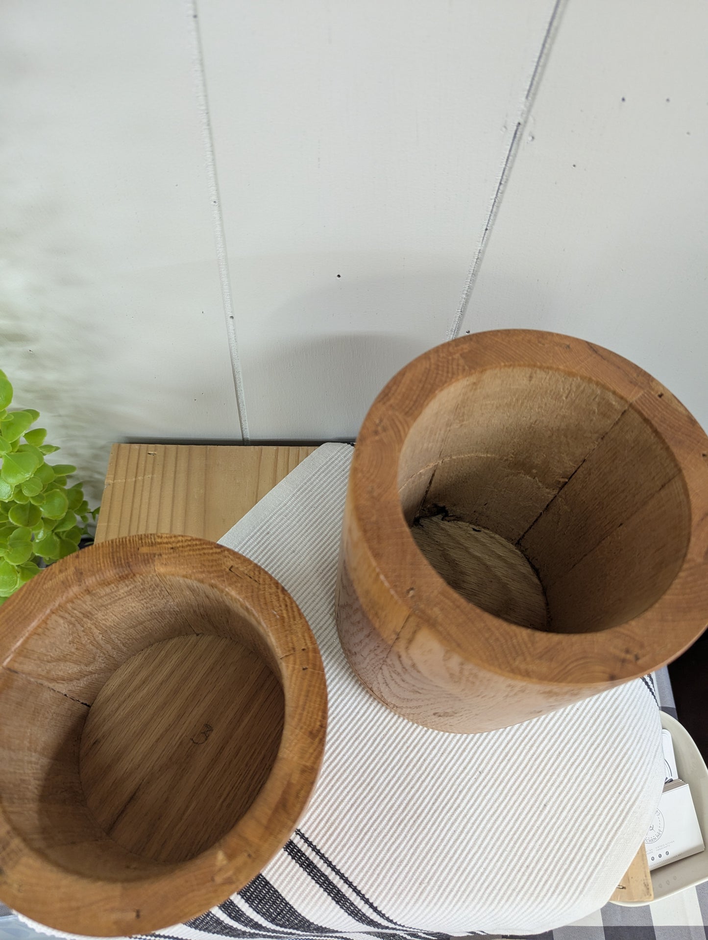Pair of Solid Wood Canisters
