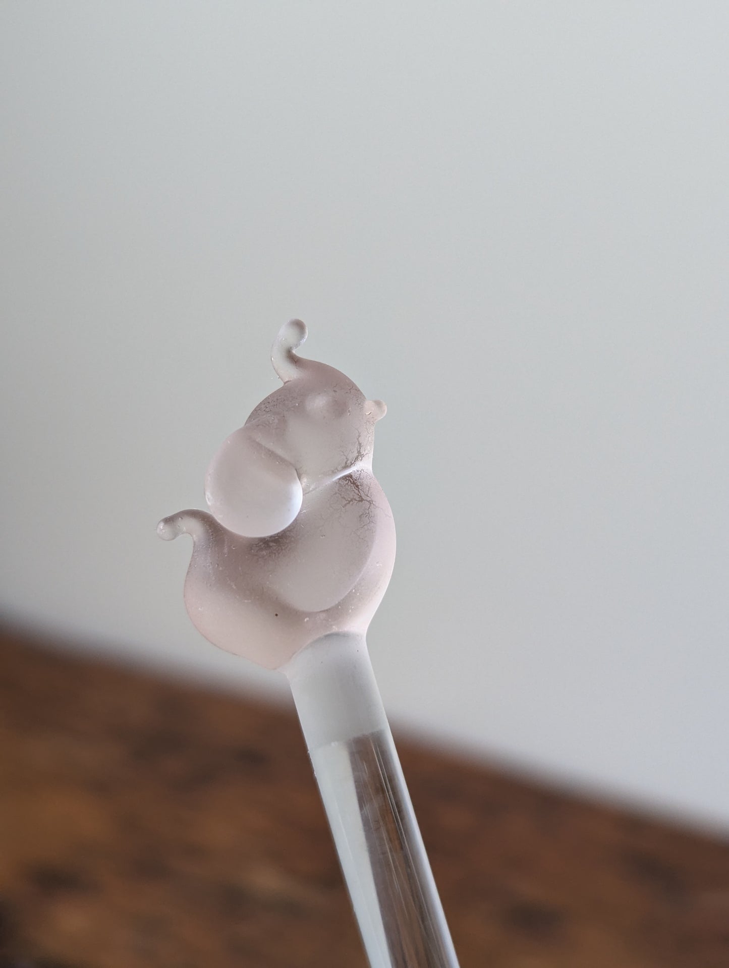 Elephant Topped Glass Swizzle Sticks
