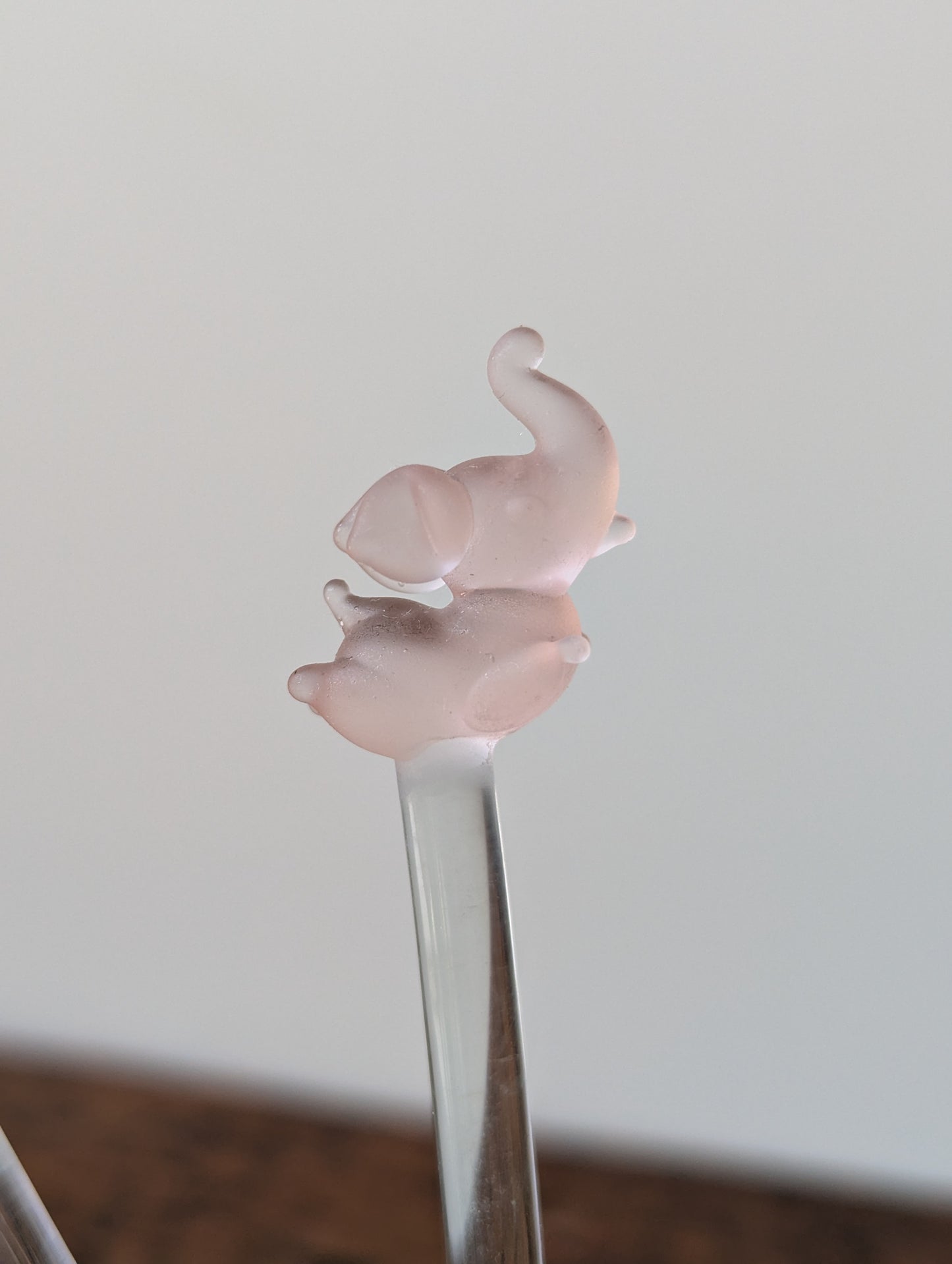 Elephant Topped Glass Swizzle Sticks