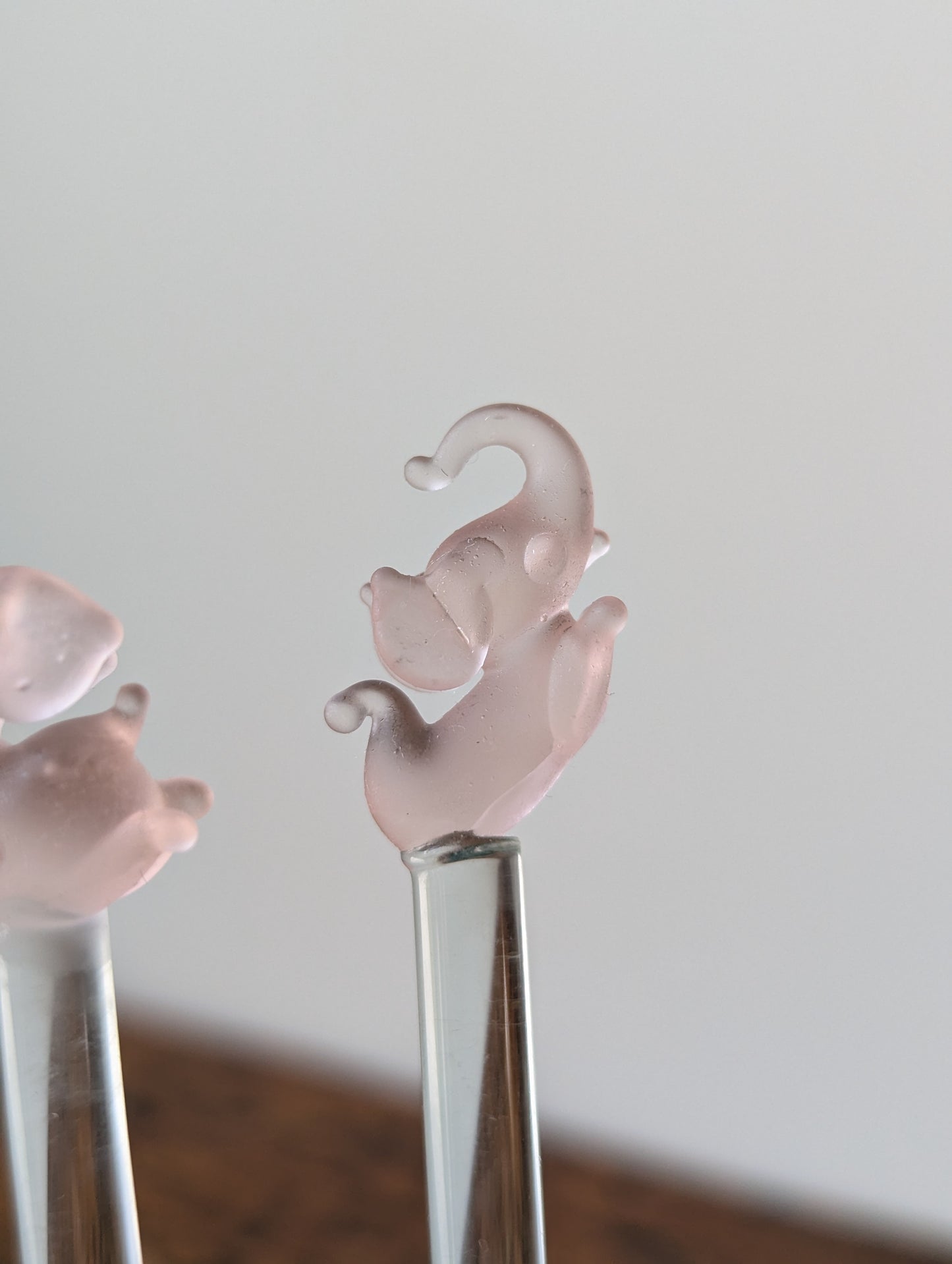 Elephant Topped Glass Swizzle Sticks