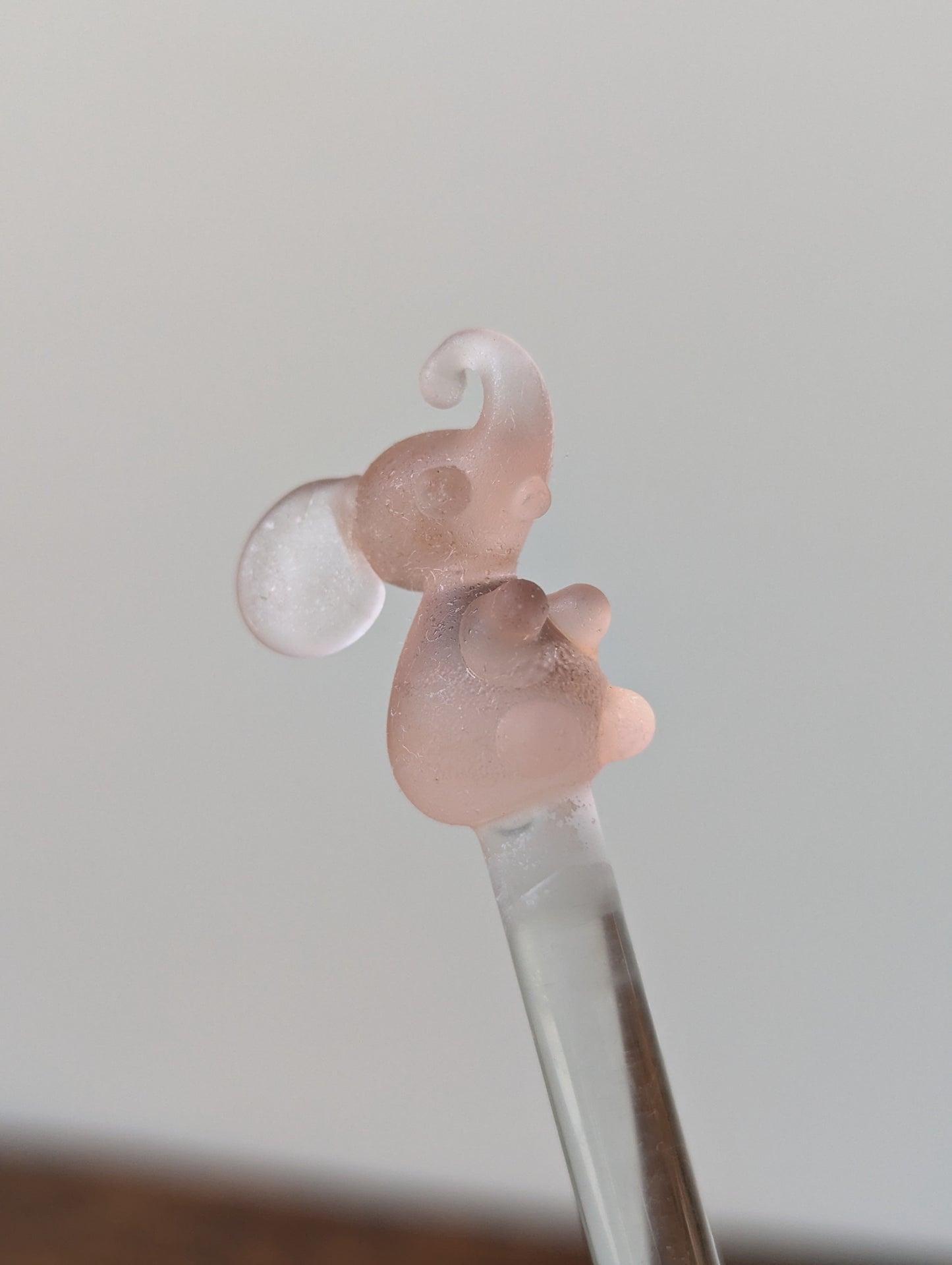 Elephant Topped Glass Swizzle Sticks