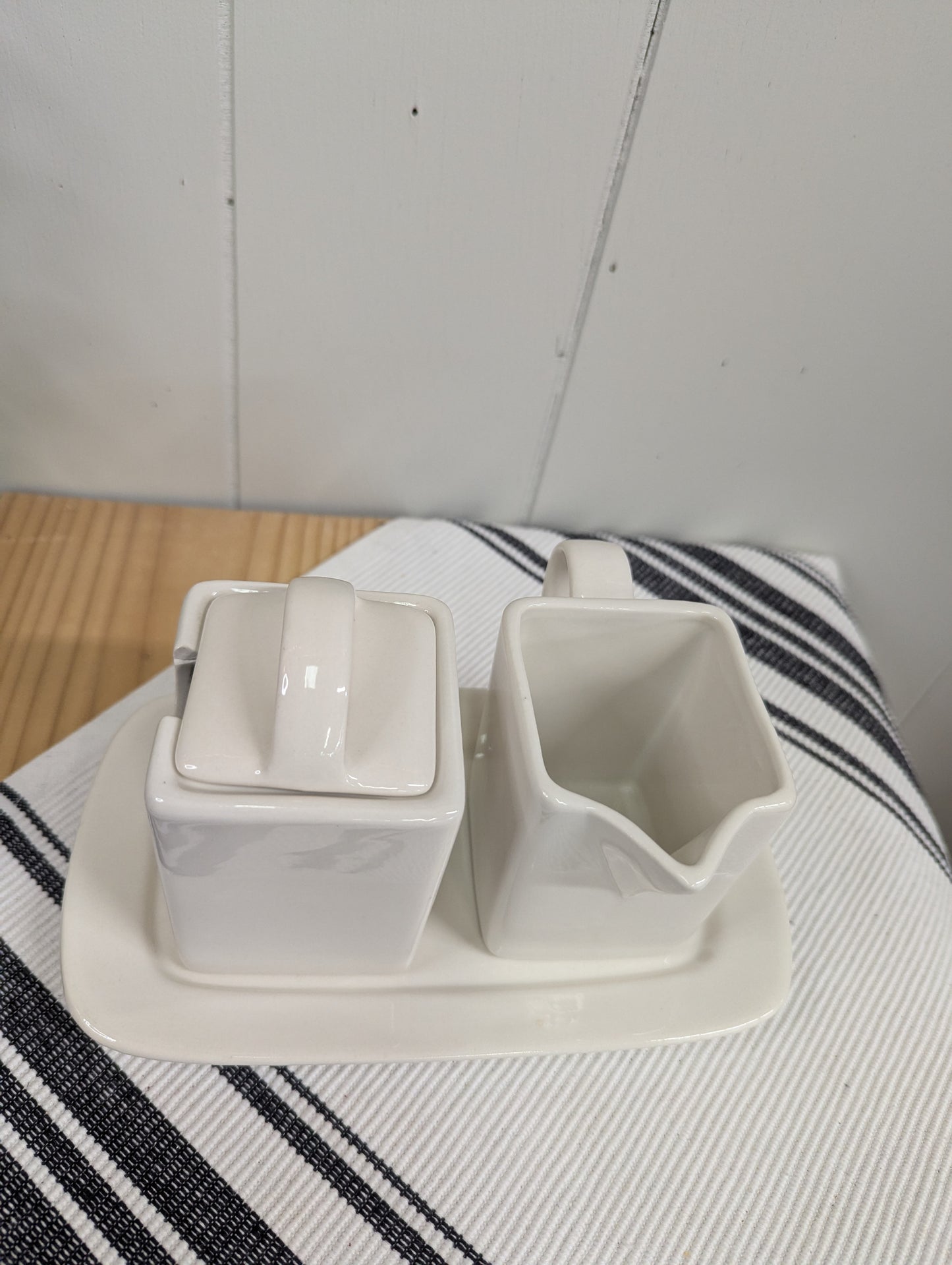 Cream and Lidded Sugar Set with Tray