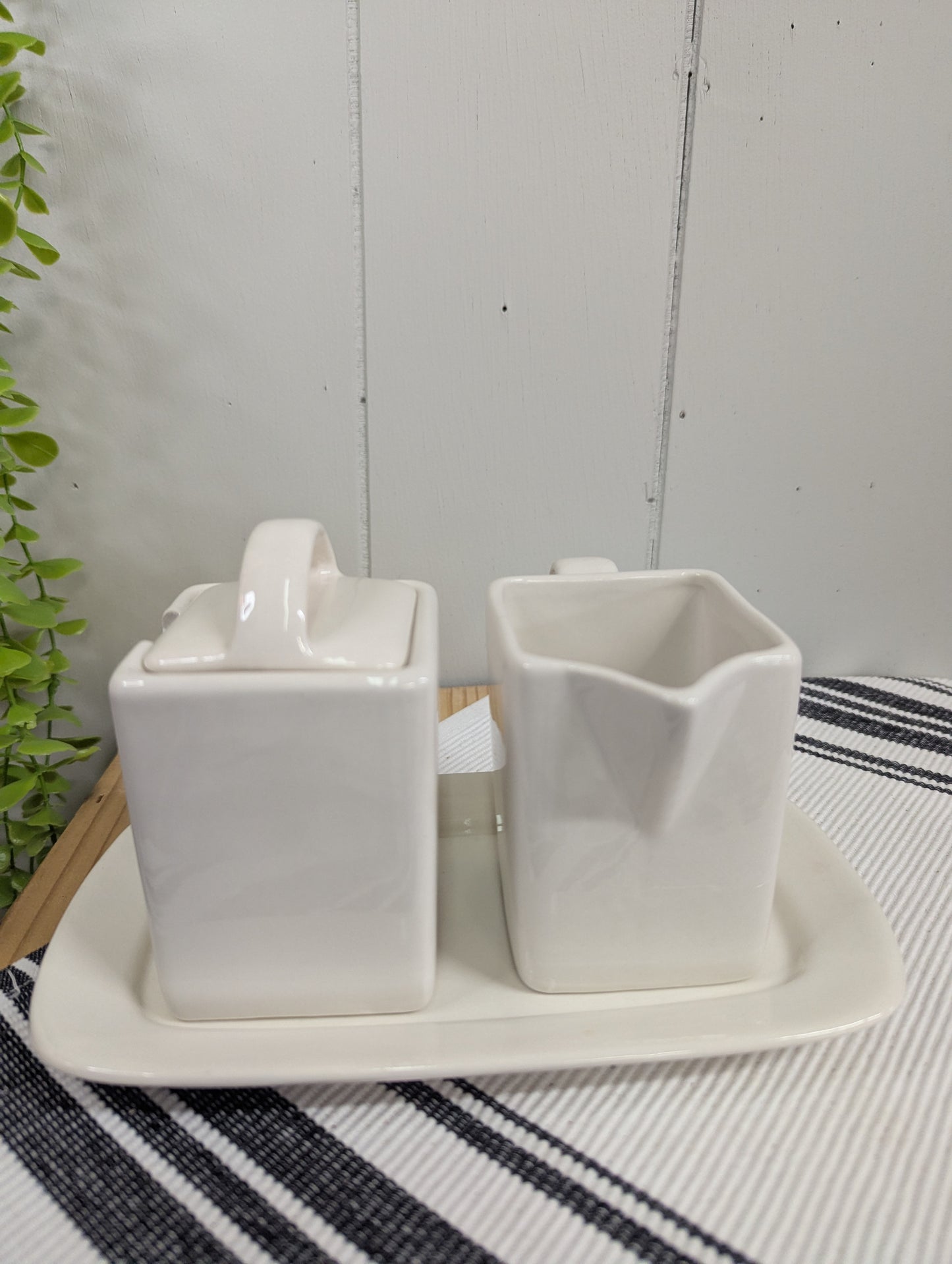 Cream and Lidded Sugar Set with Tray