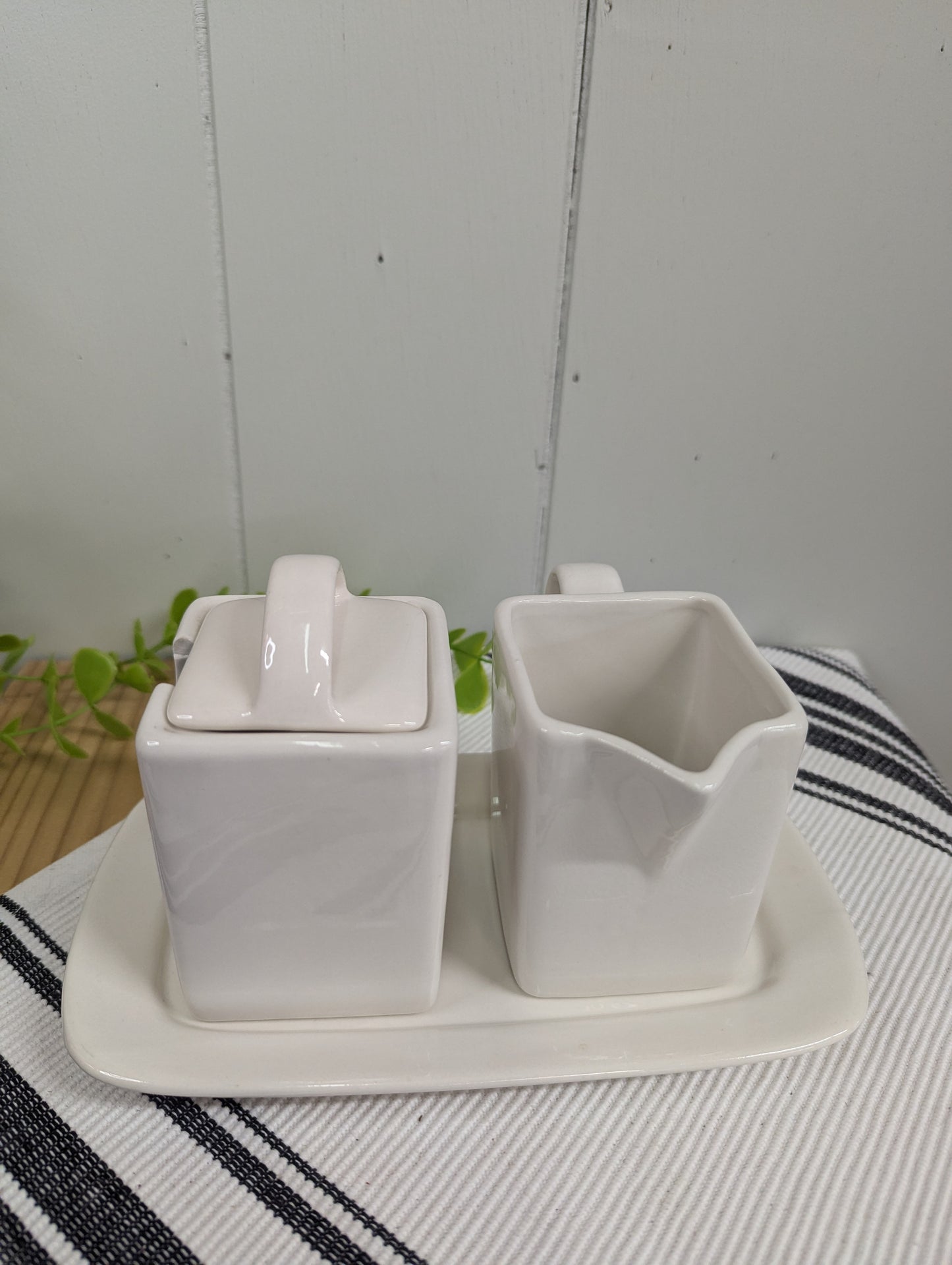 Cream and Lidded Sugar Set with Tray
