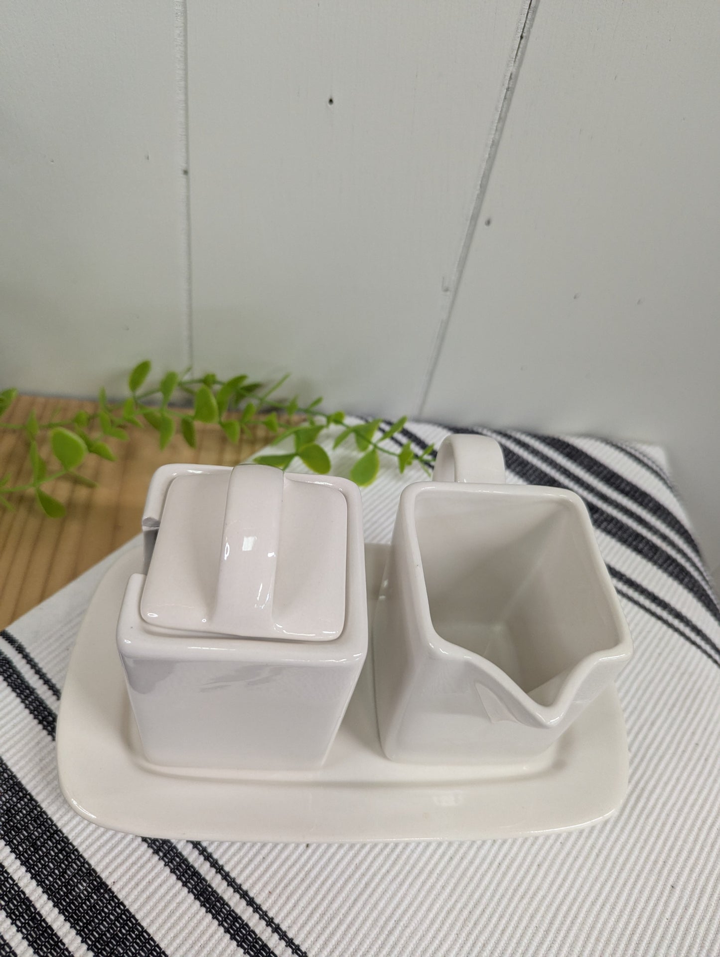 Cream and Lidded Sugar Set with Tray