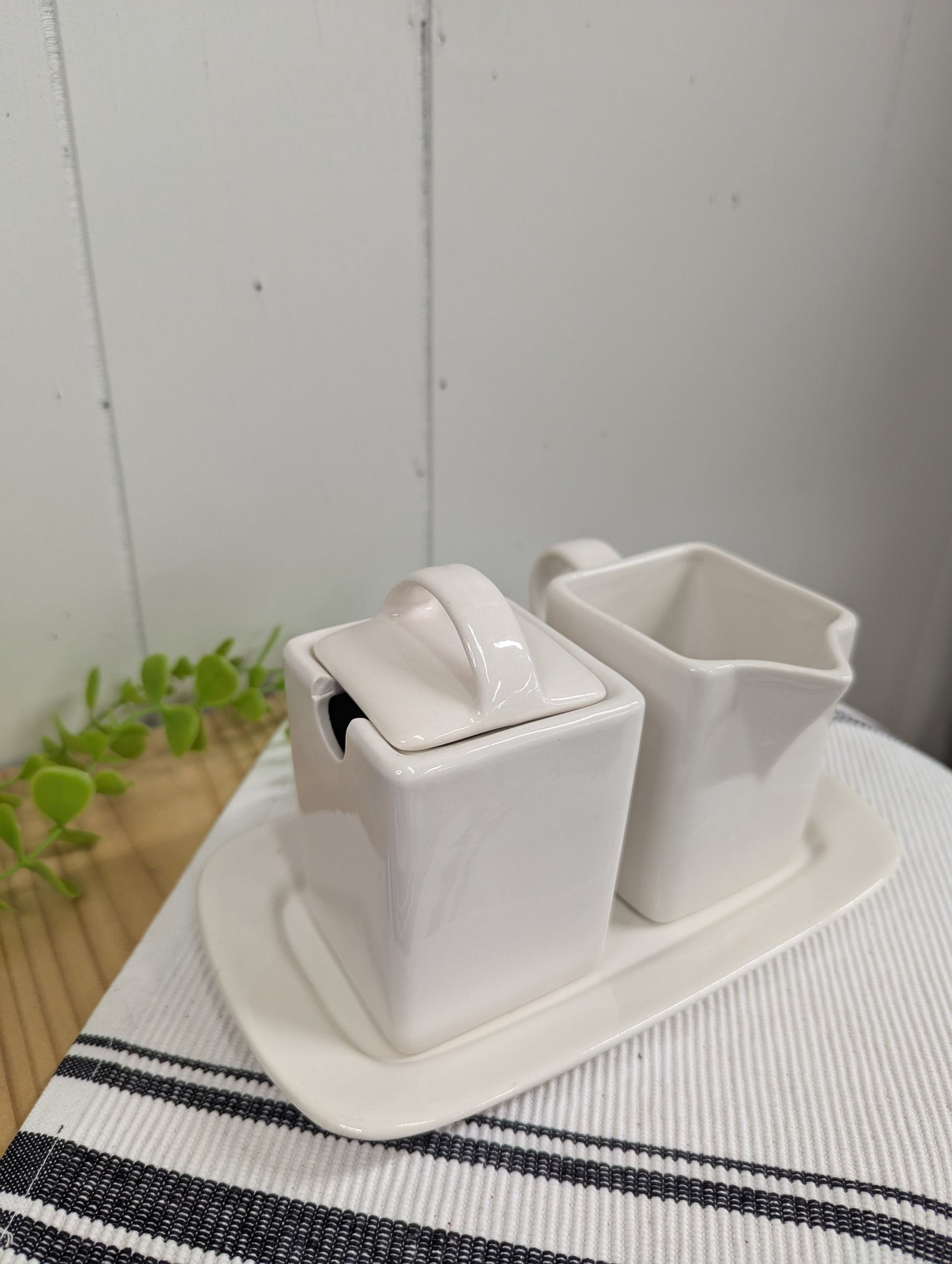 Cream and Lidded Sugar Set with Tray