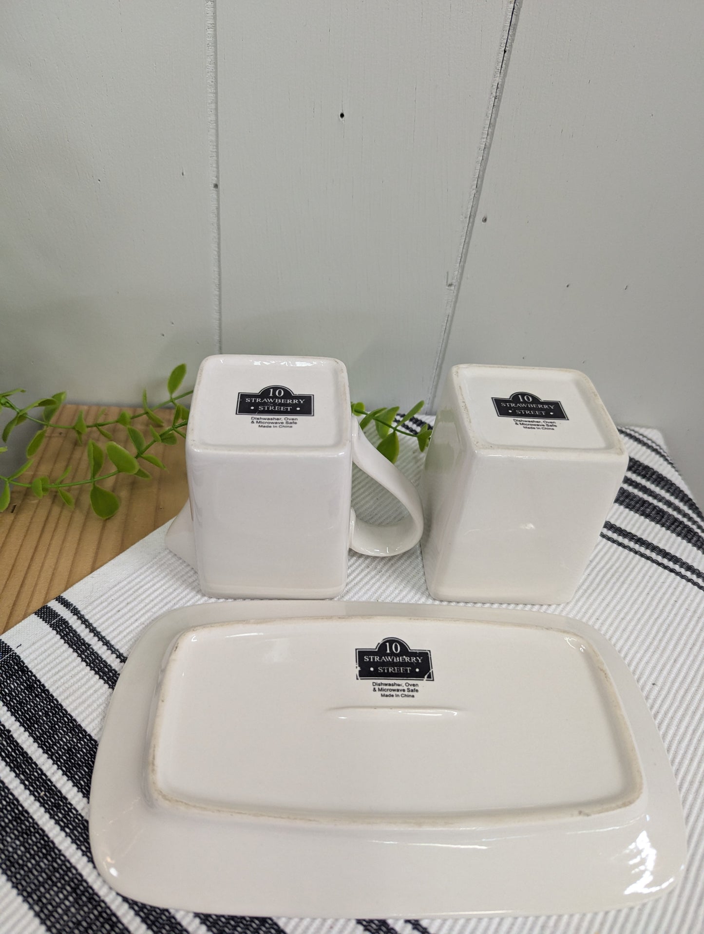 Cream and Lidded Sugar Set with Tray