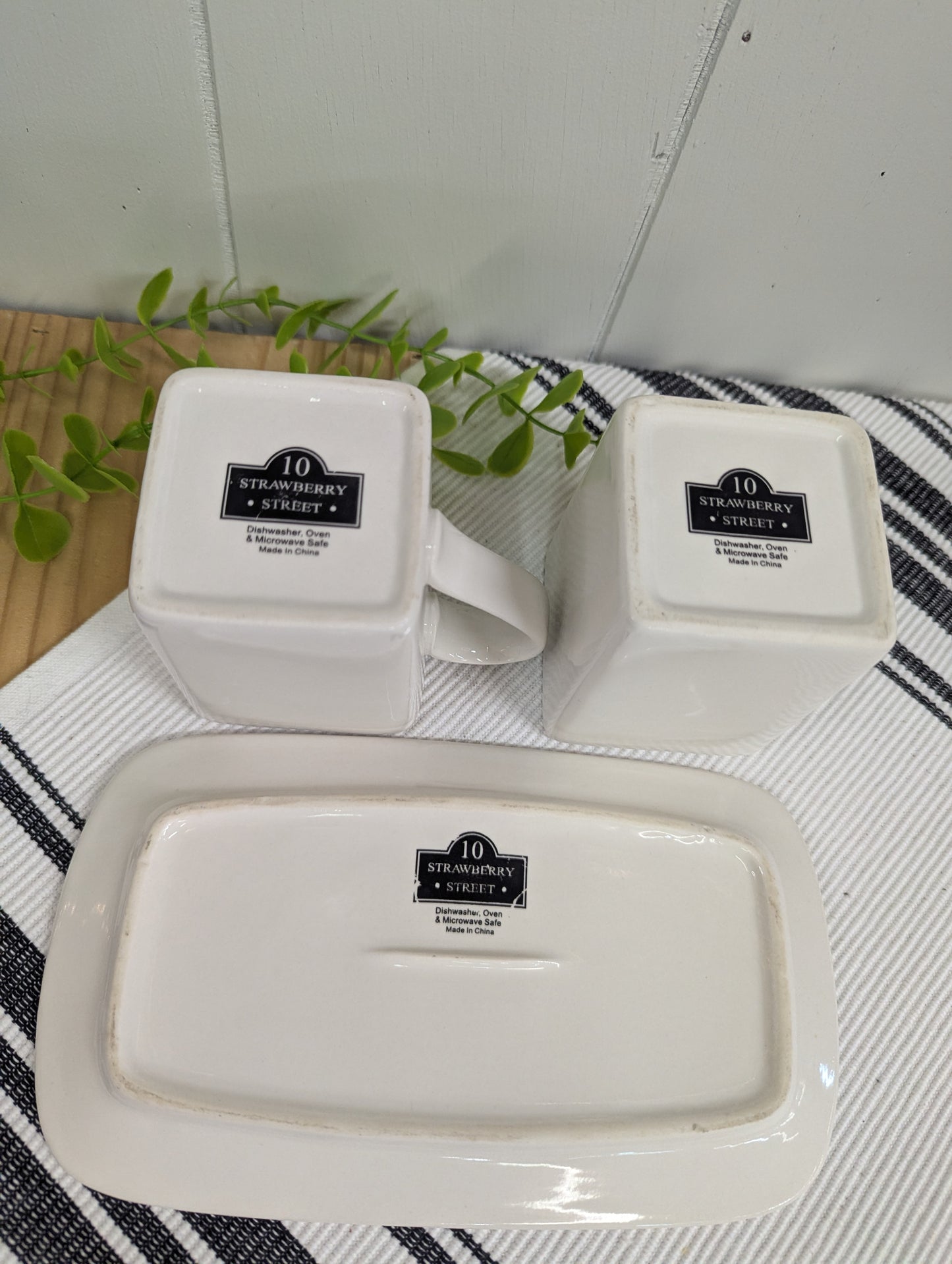 Cream and Lidded Sugar Set with Tray