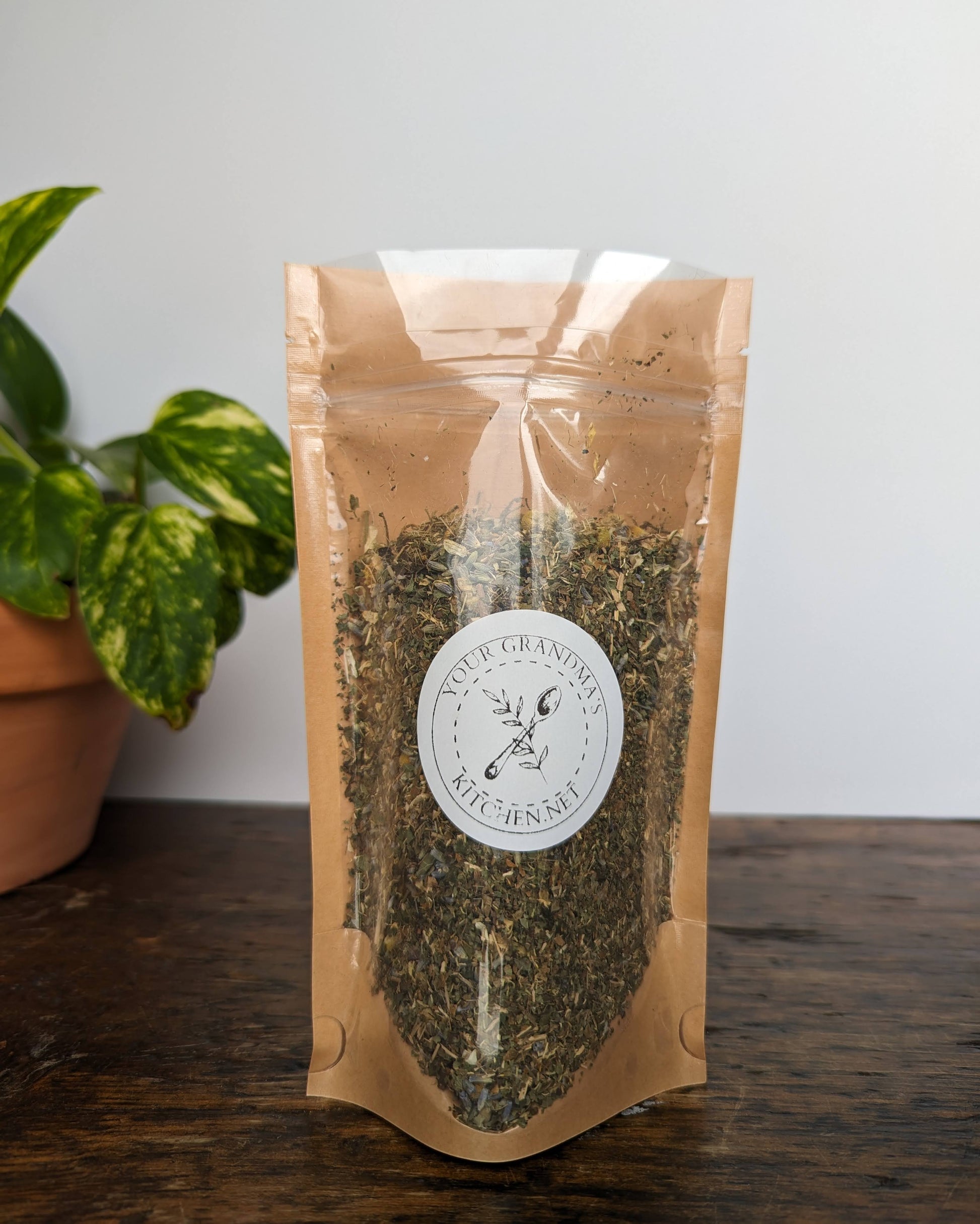 Lady Lavender loose leaf tea, front of pouch.