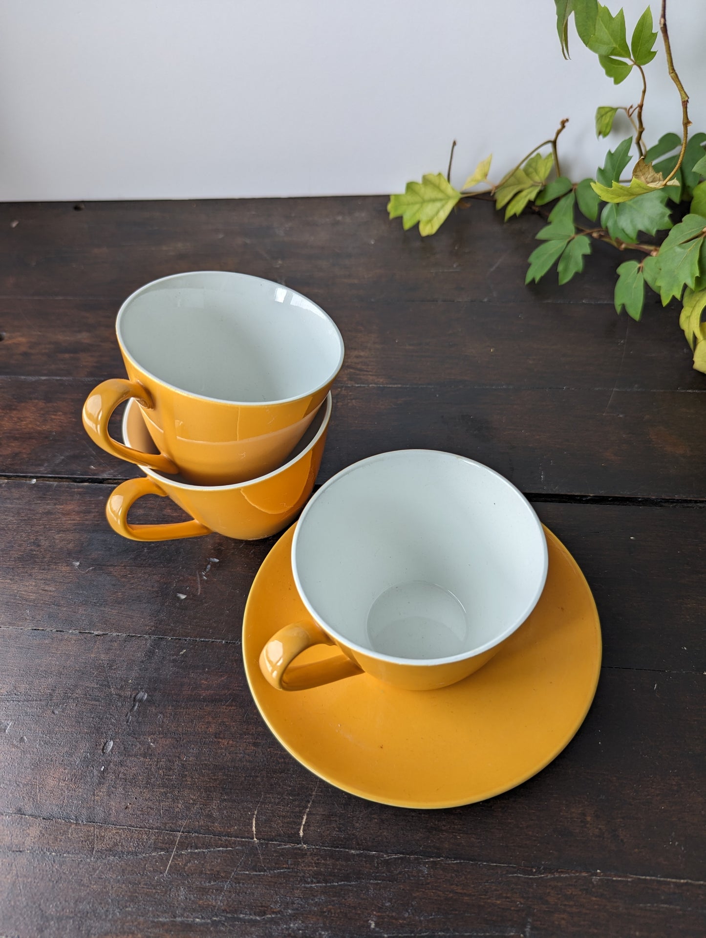 Myott's "China-Lyke" Golden Yellow Tea Cups and Saucer