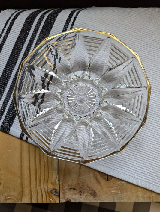 Anchor Hocking #158 Pressed Glass Bowl with Gold Rim