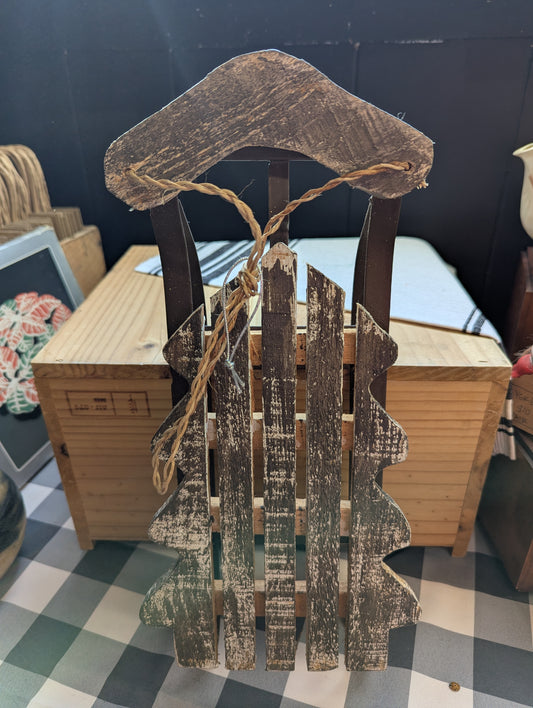 Rustic Tree Shaped Sled Decor