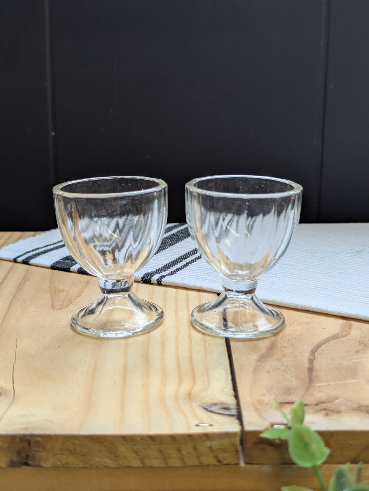 Pair of Pressed Glass Egg Holders