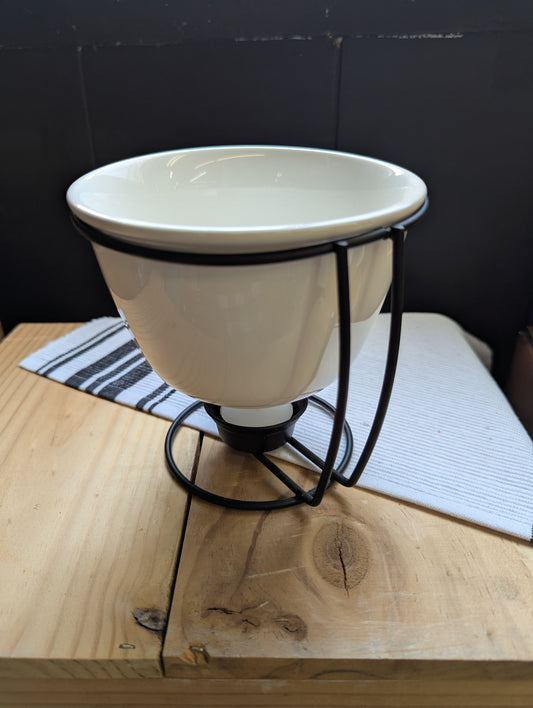 White Fondue Bowl and Stand with Candle