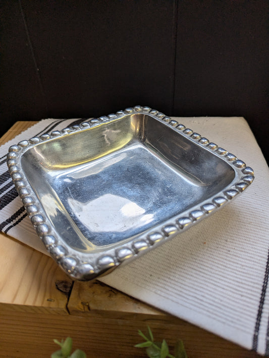 Square Trinket Dish with Hobnail Detail