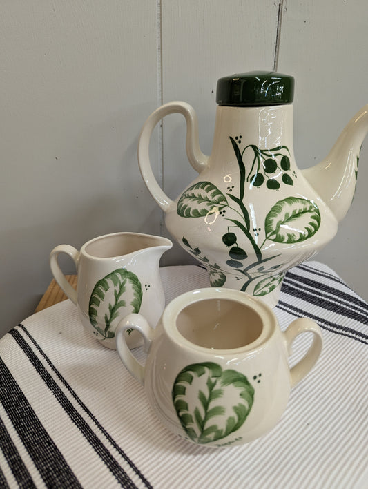 Unique Shaped Teapot, Sugar and Creamer