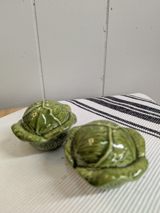 Holland Mold Cabbage Majolica Salt and Pepper Shakers