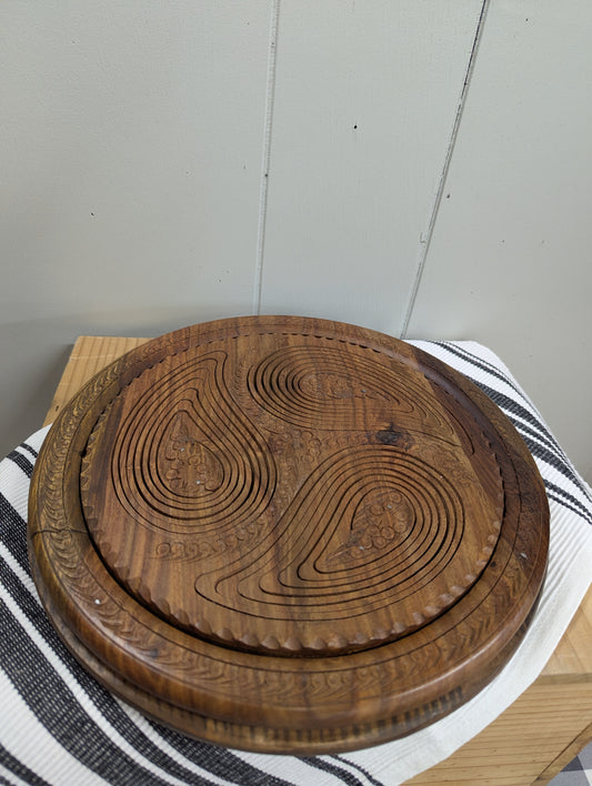 Hand Carved Folding Basket/Trivet