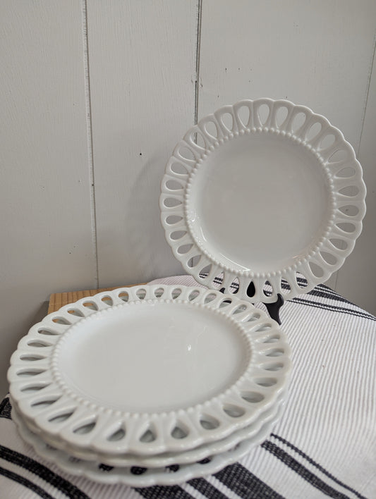 Set of 4 Lace Edged Plates