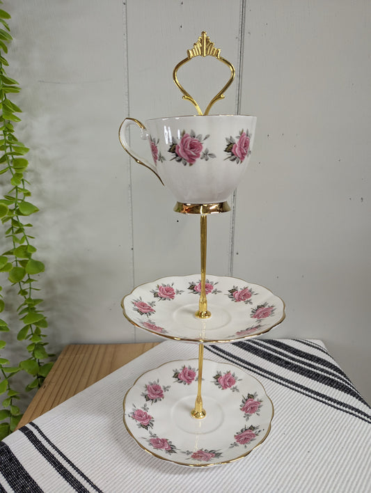 Upcycled Stratford Teacup Saucers Tidbit Tray