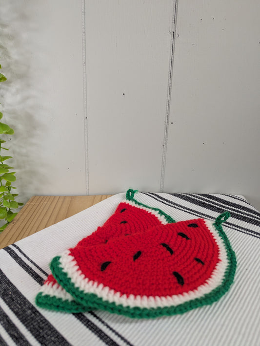 Handmade Crochet Watermelon Potholders